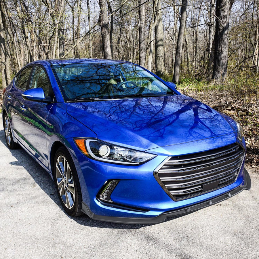 Matte Black Spec-D Tuning Front Bumper Lip Spoiler Body Kit 3PC Compatible with 2017-2018 Hyundai Elantra