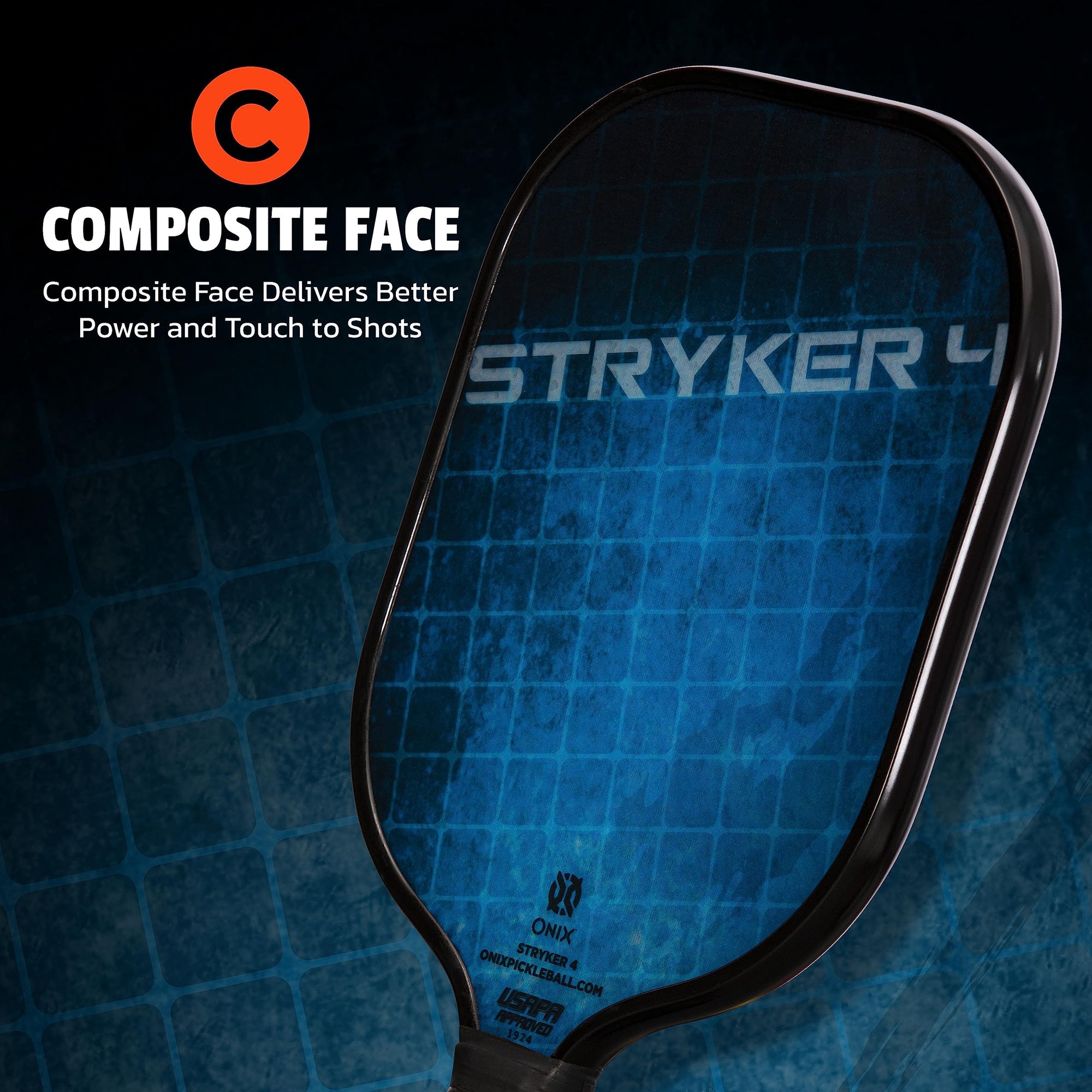 Stryker 4 Onix Composite Pickleball Every Level Oversized Paddle Shape– Blue