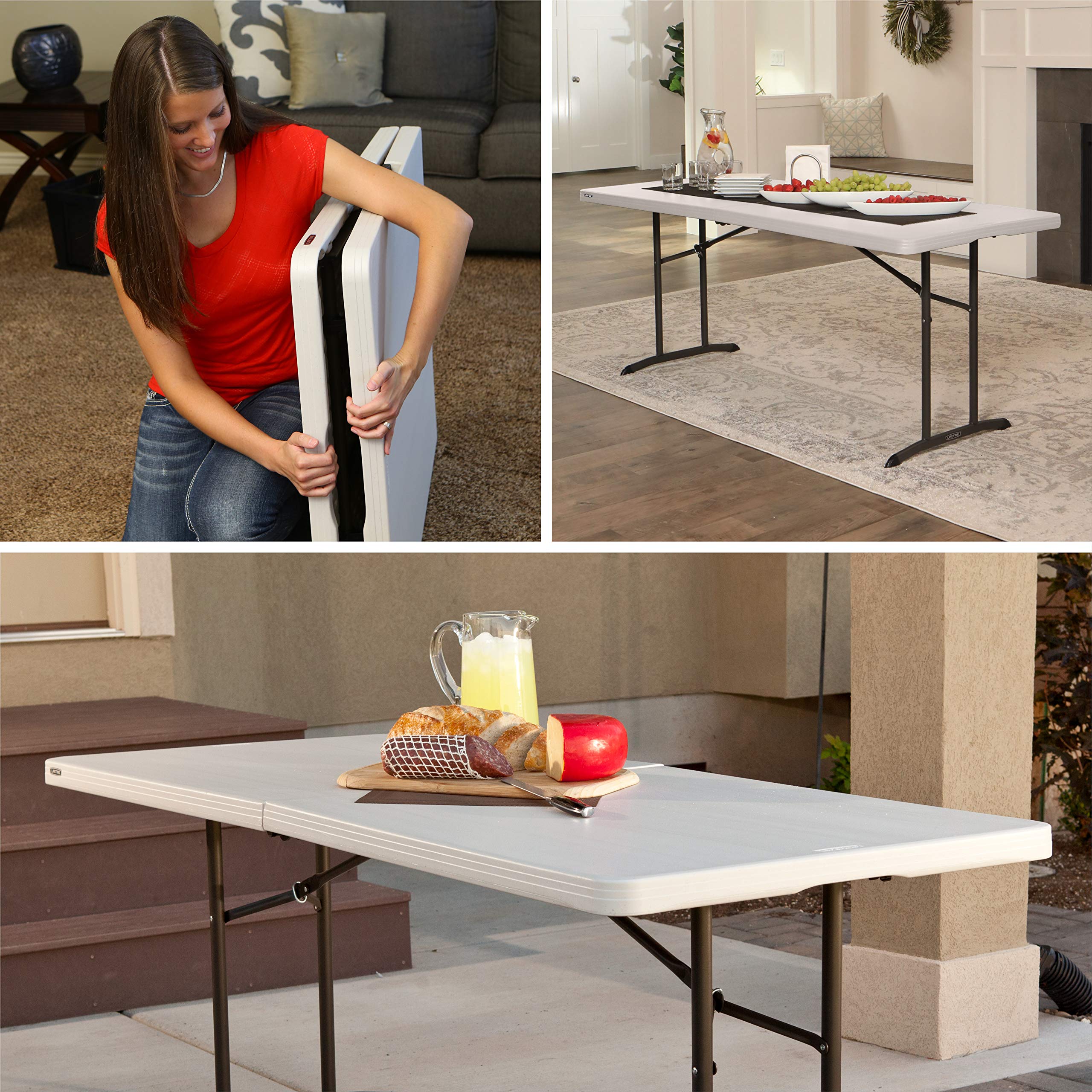 Commercial LIFETIME Fold-in-Half Table, 6-Foot, Almond