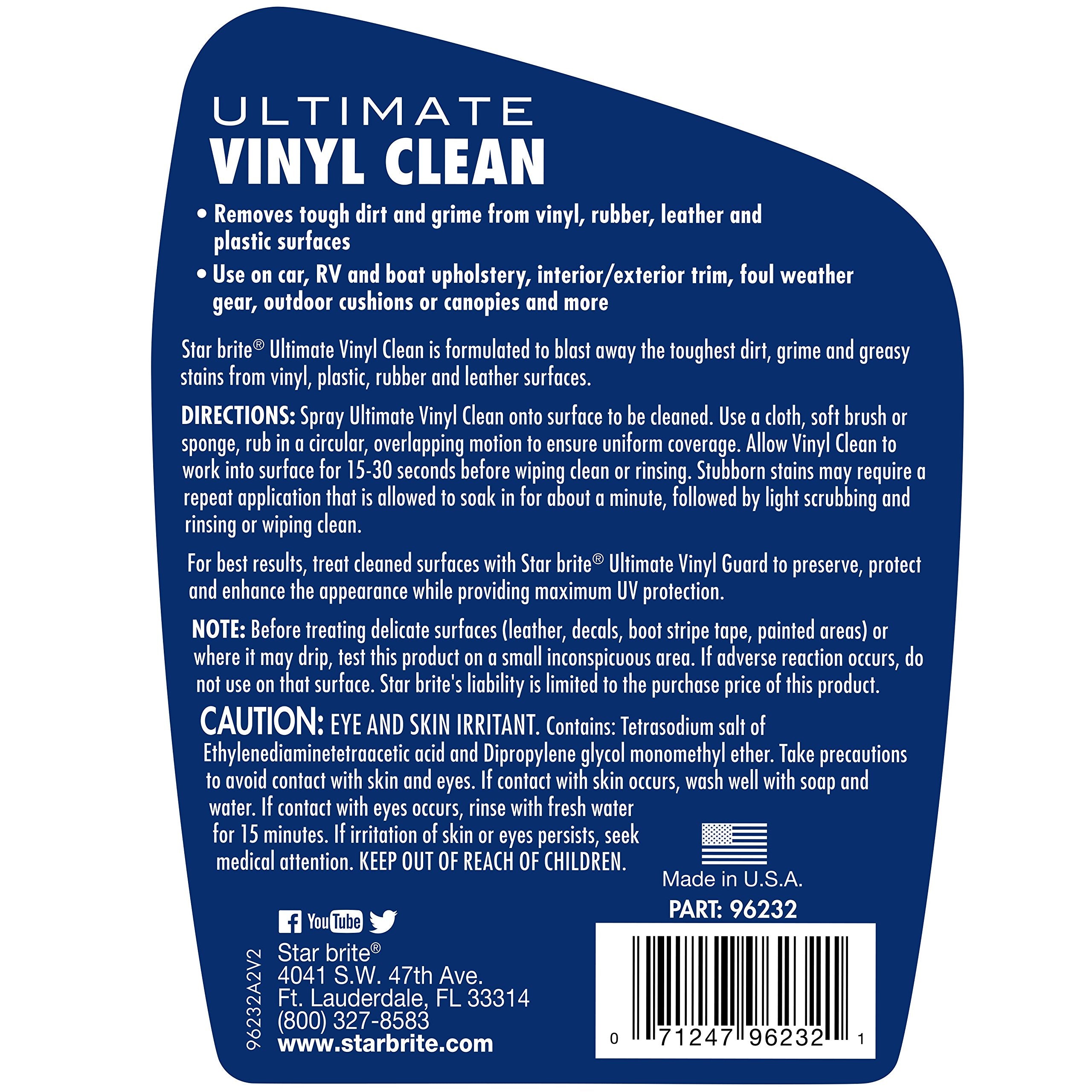 Ultimate Vinyl Clean Spray STAR BRITE - Multi-Surface Cleaner for Auto, RV, Home & Boat Upholstery - Vinyl, Rubber, Leather, Plastic + Interior & Exterior Trim 32 OZ (096232)