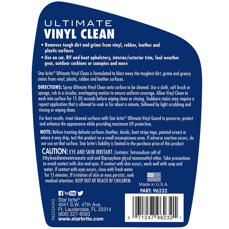 Ultimate Vinyl Clean Spray STAR BRITE - Multi-Surface Cleaner for Auto, RV, Home & Boat Upholstery - Vinyl, Rubber, Leather, Plastic + Interior & Exterior Trim 32 OZ (096232)