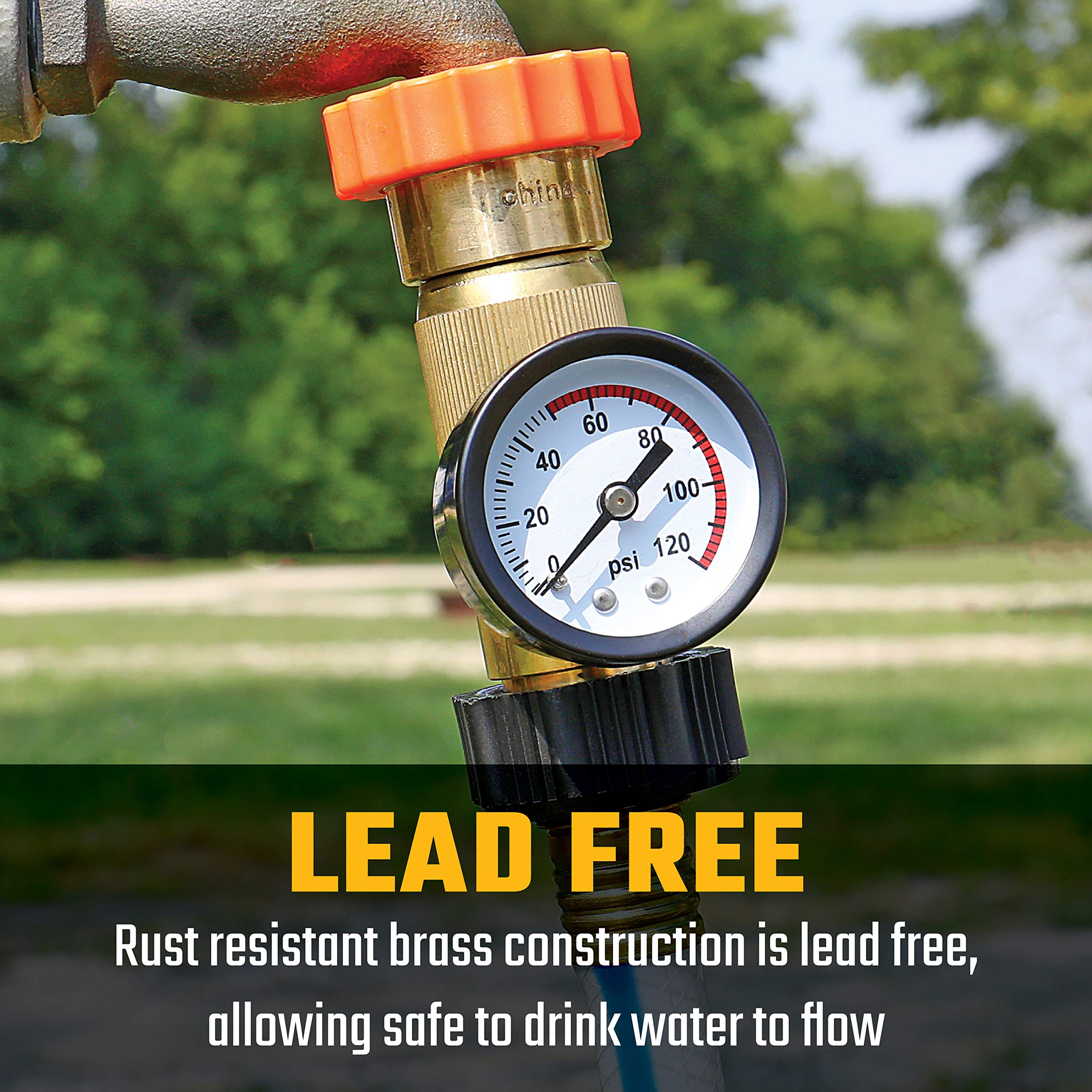 Brass Water Regulator/Water Pressure Gauge Combo Valterra A01-1124VP (Carded)