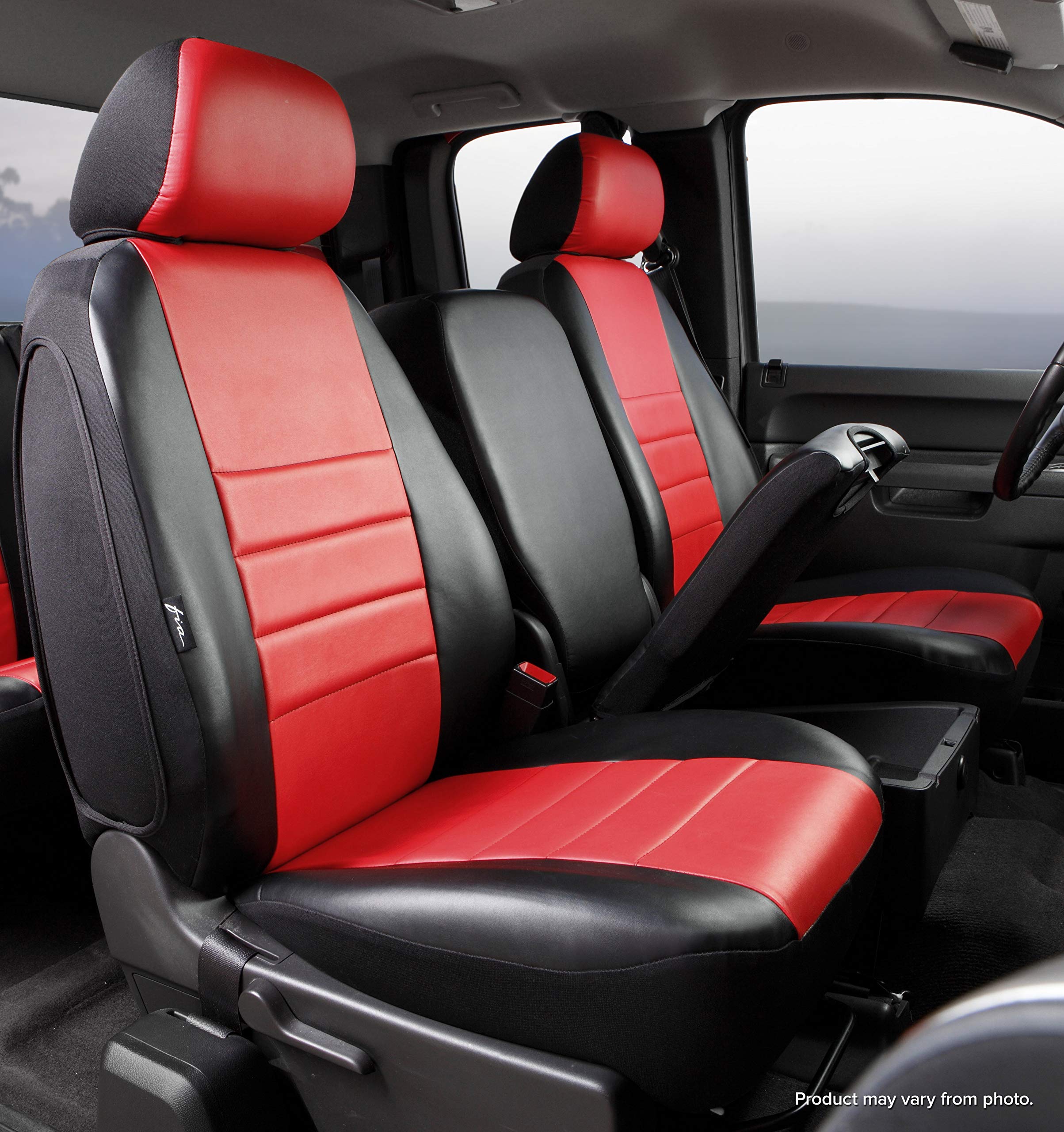 Custom Fit FIA SL69-45 RED Front Seat Cover Split Seat 40/20/40 - Leatherette (Black w/Red Center Panel)