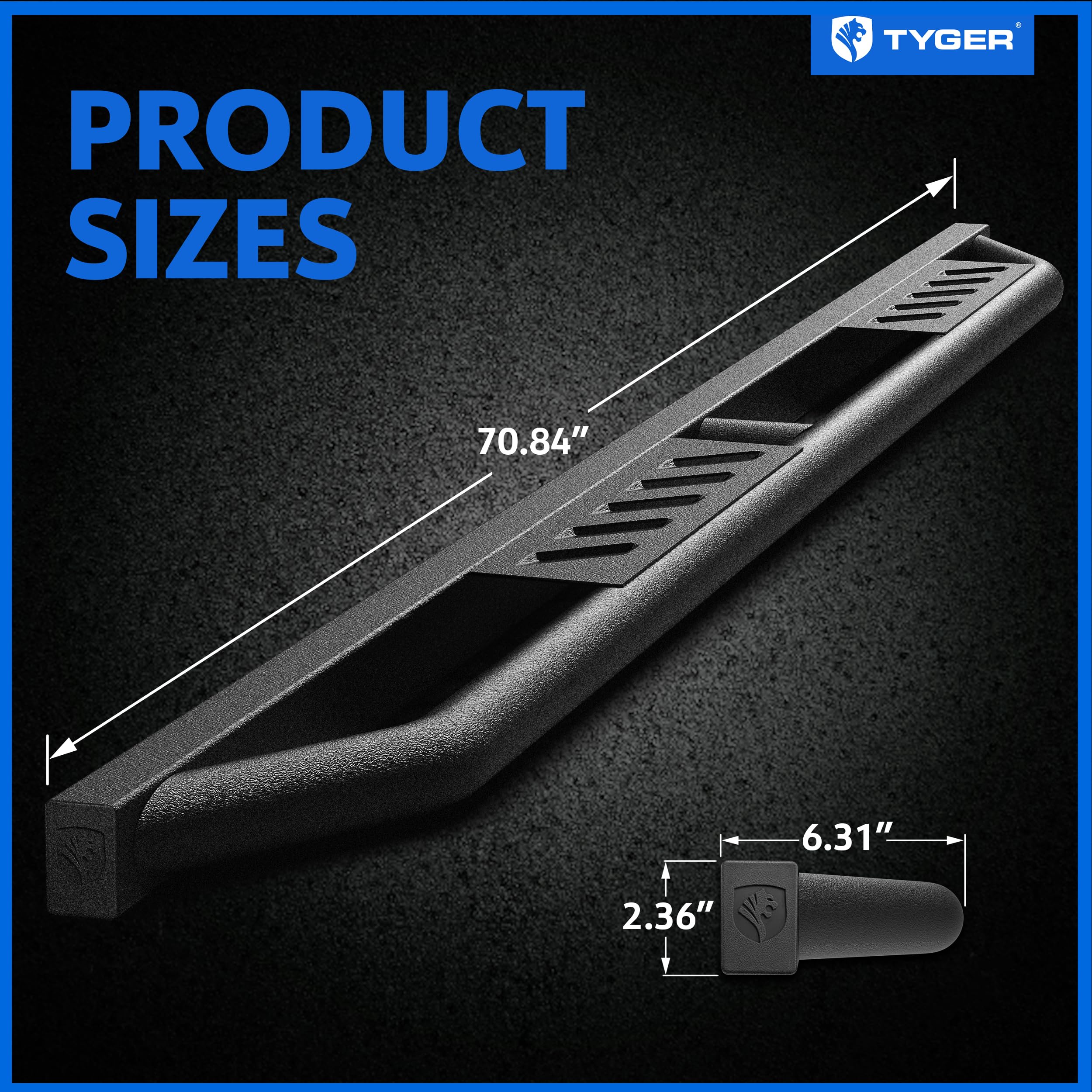 Tyger Auto Trax Side Steps 2018-2026 Compatible with Jeep Wrangler JL 4-Door (Not Fit JK) | TG-TX7J27118 | Textured Black Rail Running Board