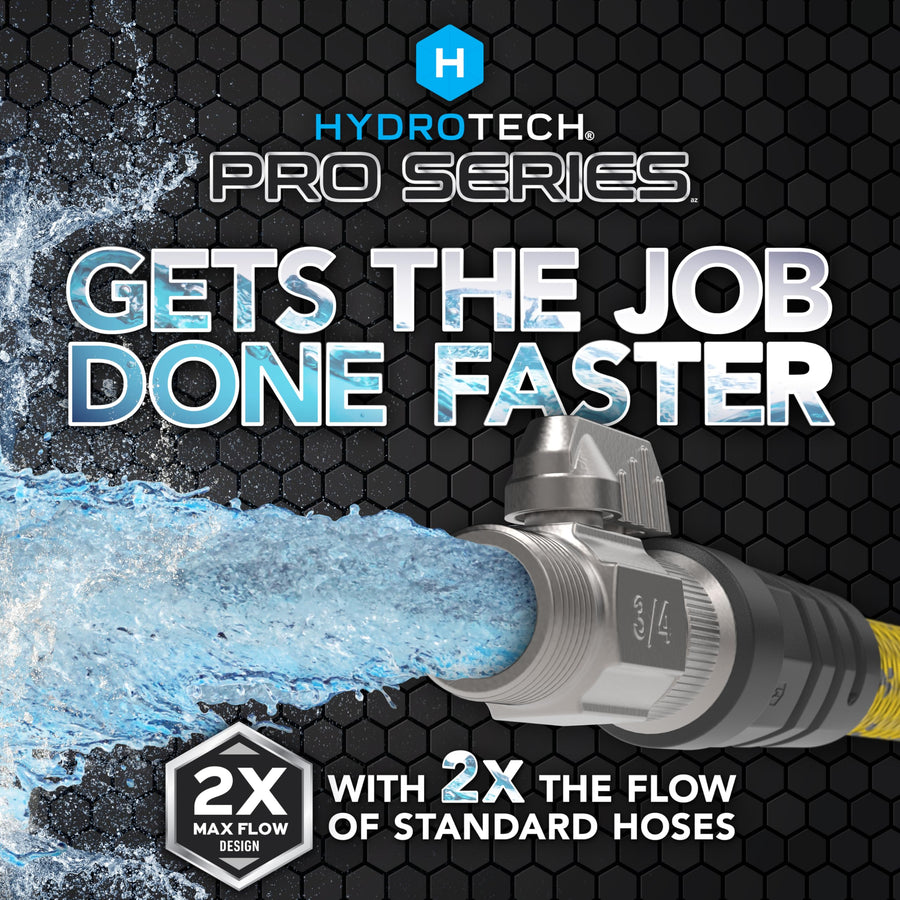100 ft HydroTech Expandable Garden Hose - Pro Series, 2x Max Flow, 3/4" No-Kink Flexibility, Lightweight Hose for Lawn, Garden, Car Washing, Deck and Patio Cleaning