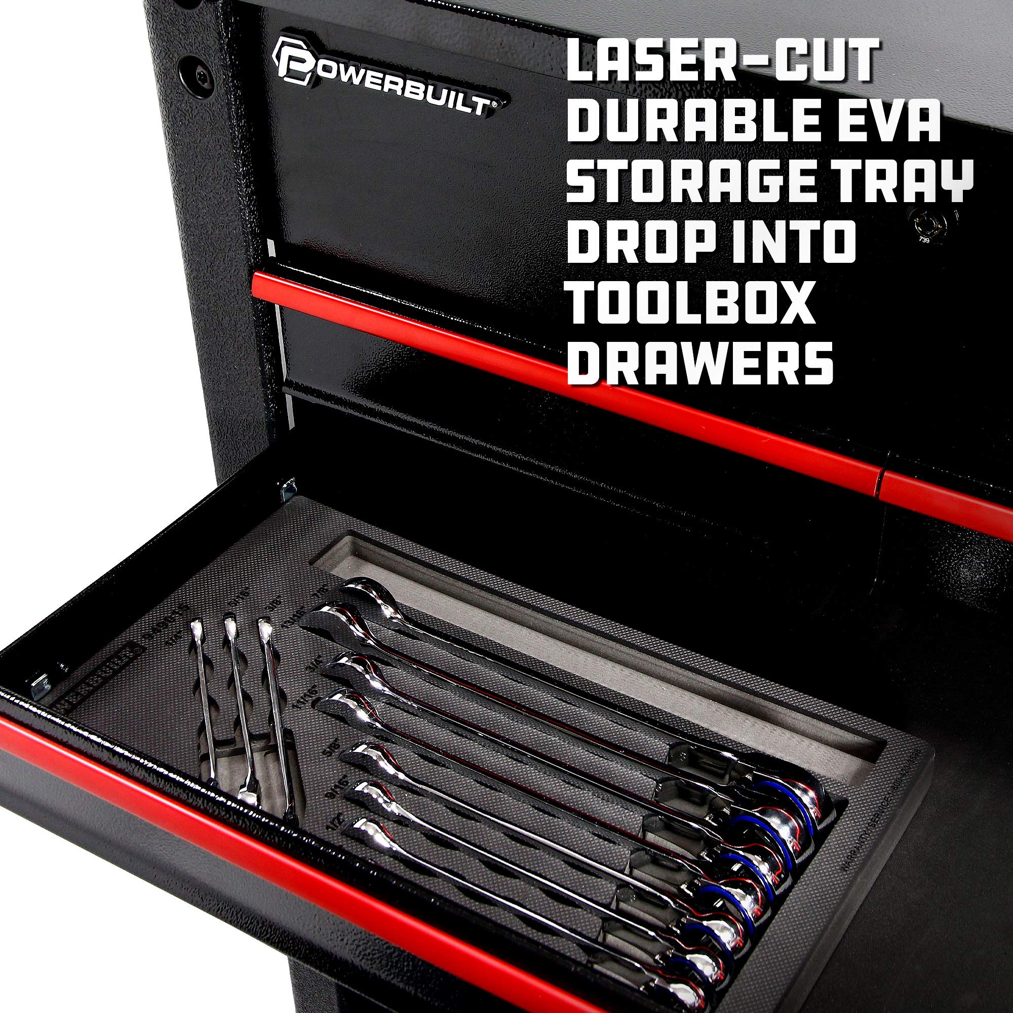Powerbuilt Reversible SAE Ratcheting Wrench Set, 11 Piece, 72 Tooth Switch Control, 5 Degree, Non-Slip Open End, Storage Tray - 949015