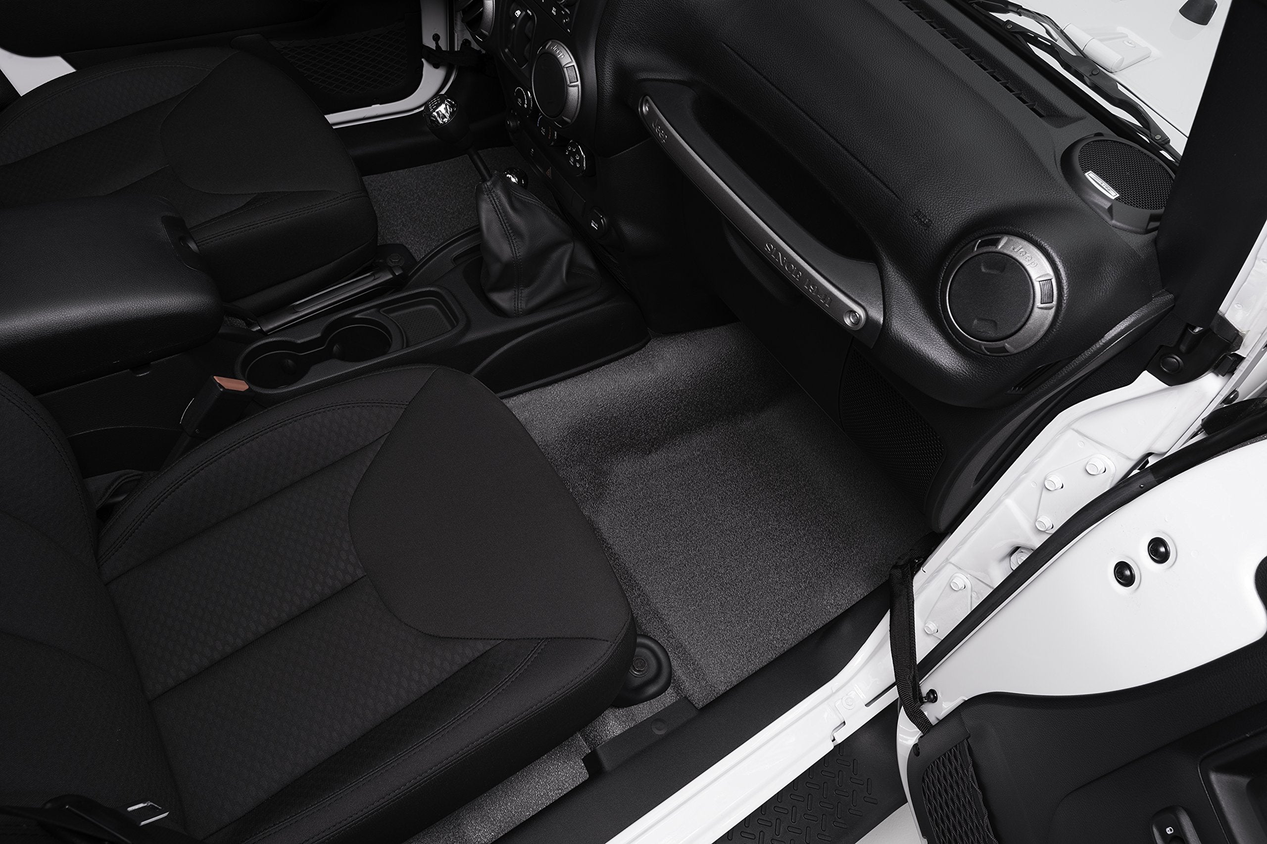 Jeep Bedtred - Bedrug | 2007 - 2010 Jeep Wrangler JK UNLTD 4 Door, Front Floor Liners (Includes Heat Shields) | Grey - 4 pc. | BTJK07F4