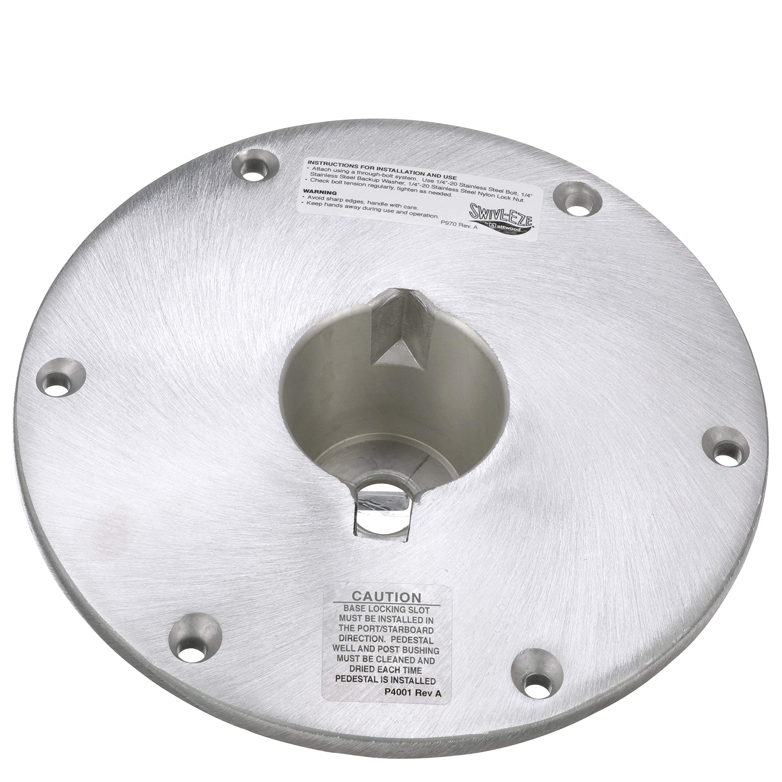 Attwood Wedge 2-Inch Base Plate, Round, Brushed Aluminum, 9-Inch Diameter, Extends 2 Inches Below Deck