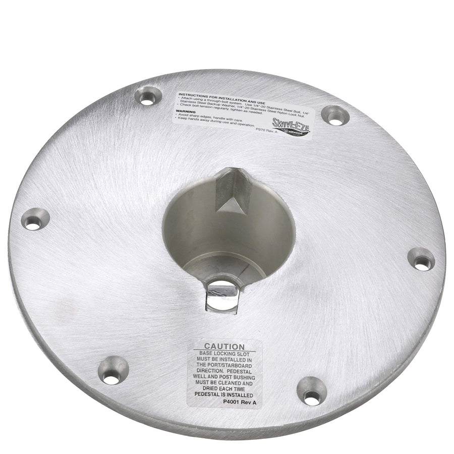 Attwood Wedge 2-Inch Base Plate, Round, Brushed Aluminum, 9-Inch Diameter, Extends 2 Inches Below Deck