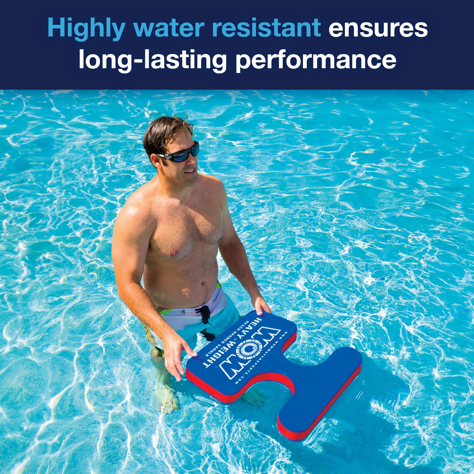 Water Saddle WOW Sports For Adults - Holds 300 LBS - Strong Foam Support - Poolside Seat Cussions - 21" x 20" x 2.4"