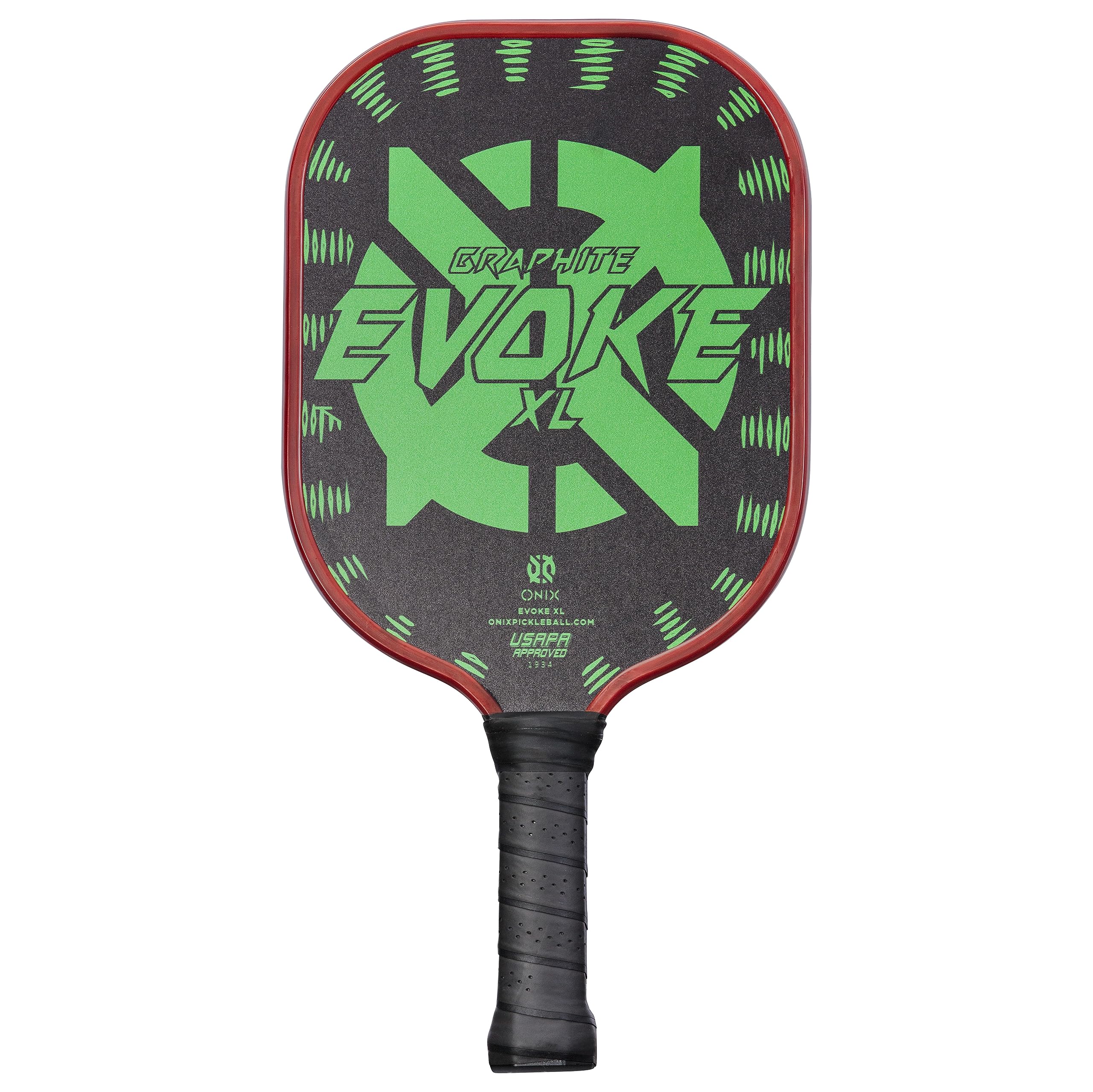 Evoke XL Onix Graphite Pickleball Paddle Features Polypropylene Core, Graphite Face, and Oversized Shape, Green