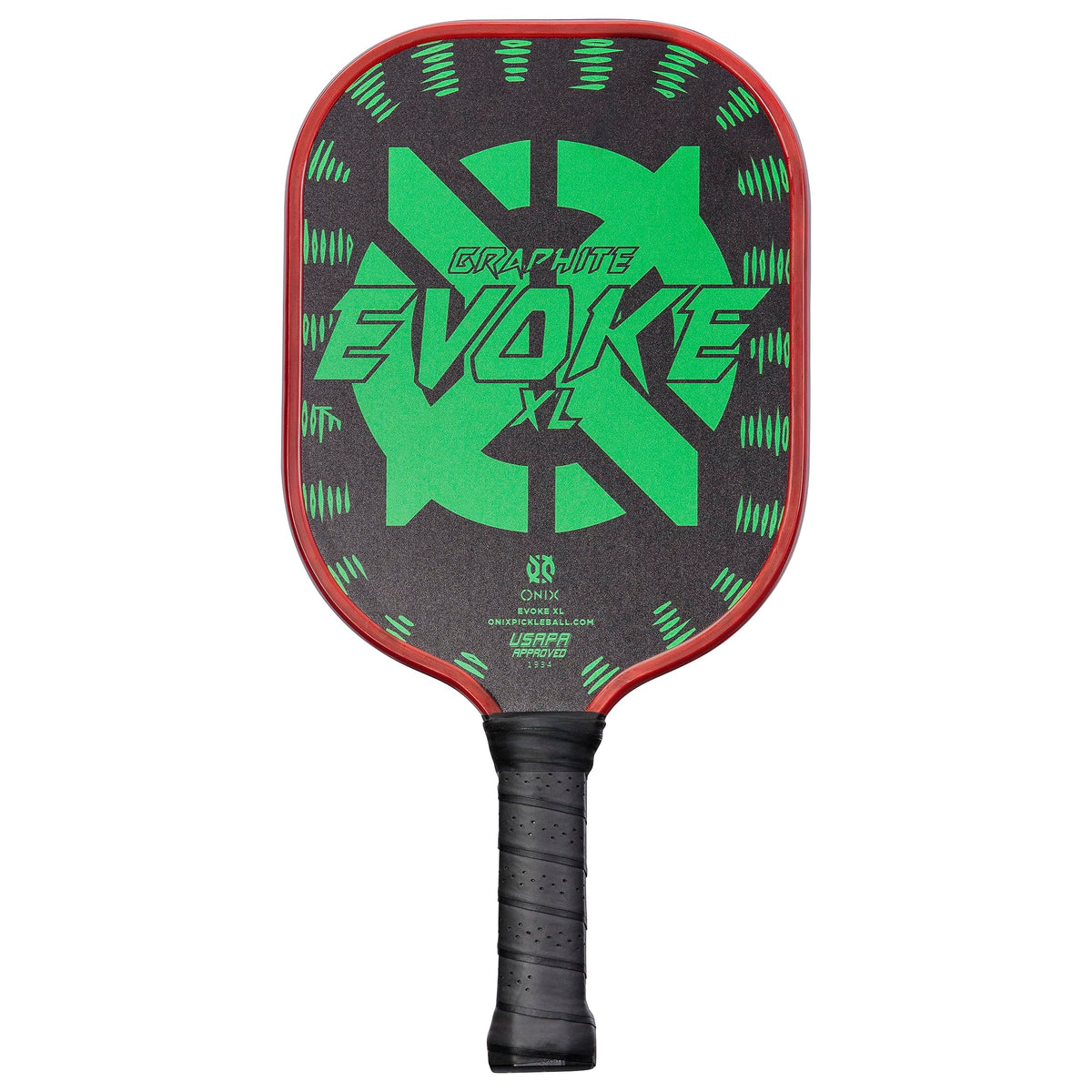 Evoke XL Onix Graphite Pickleball Paddle Features Polypropylene Core, Graphite Face, and Oversized Shape, Green