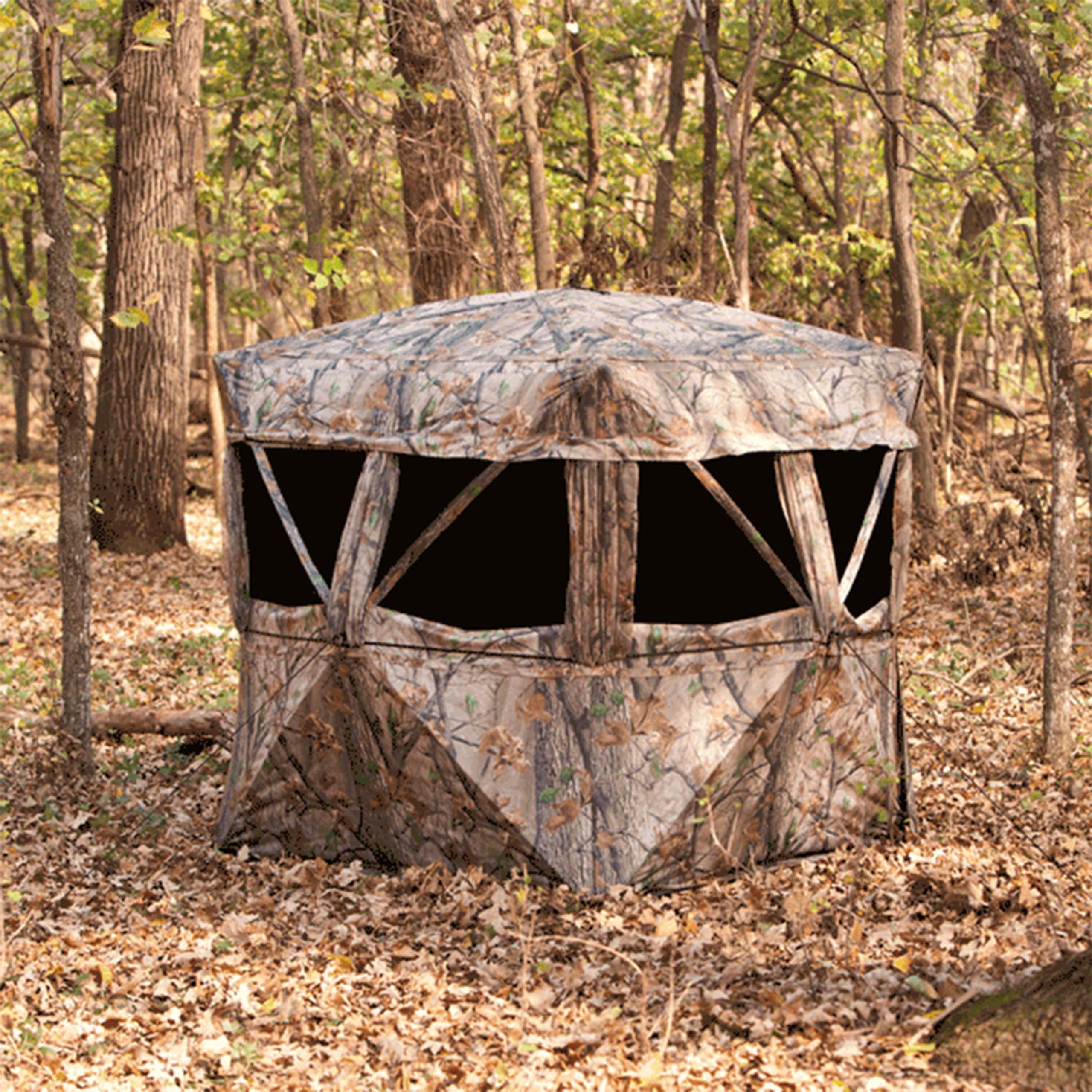 Muddy 360-Degree Viewing VS360 Durable Water-Resistant 3 Person Black Backed Quick Setup Portable Hunting Outdoor Ground Blind, Carry Bag Included, Epic Camo