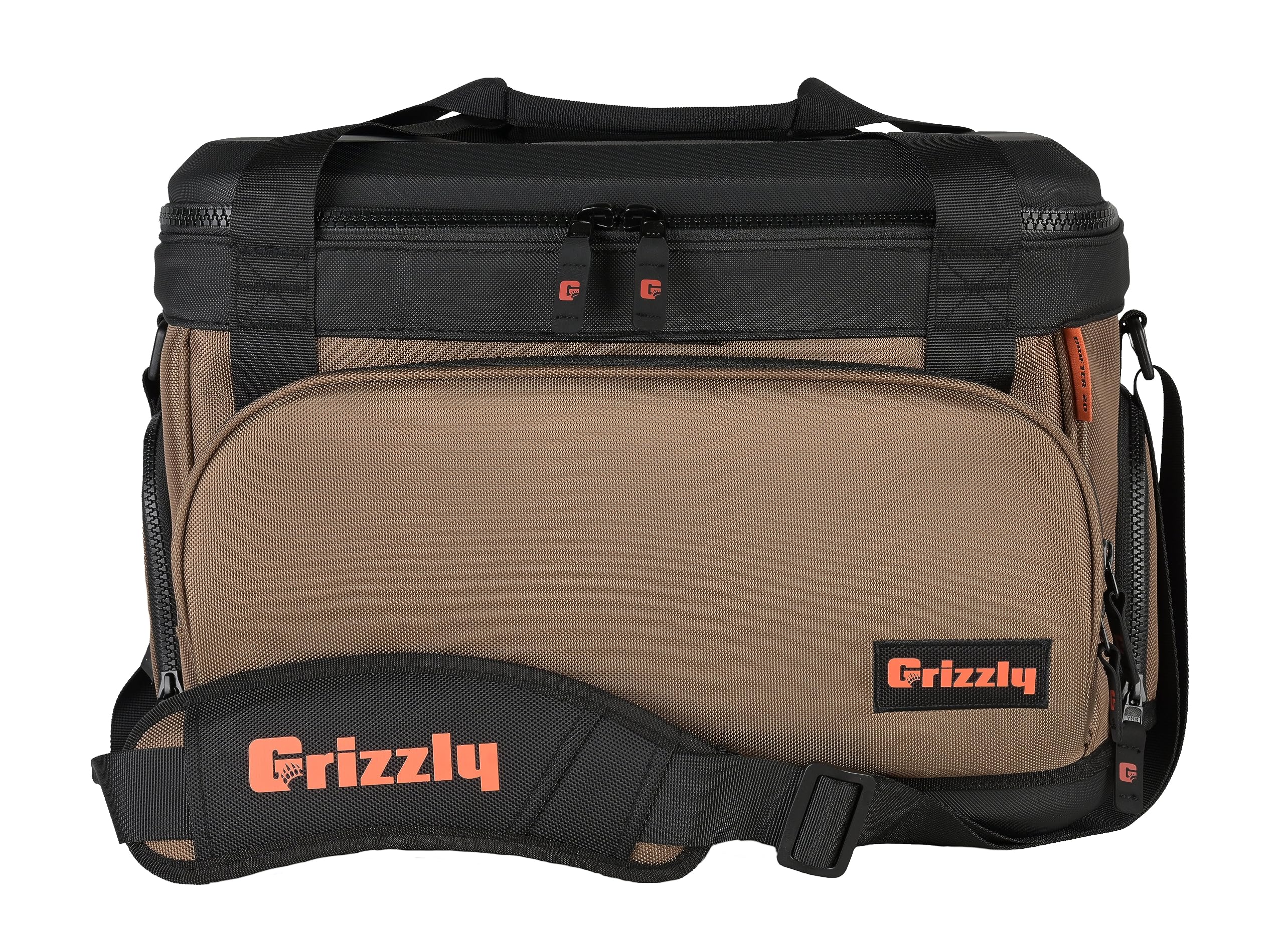 20 Soft Sided Cooler Grizzly Drifter | 20 qt Flip-Top Cooler Bag | Ice Chest for Beach Boat Camping Fishing Hiking Hunting Picnic | Lightweight Portable Insulated Waterproof | Tan
