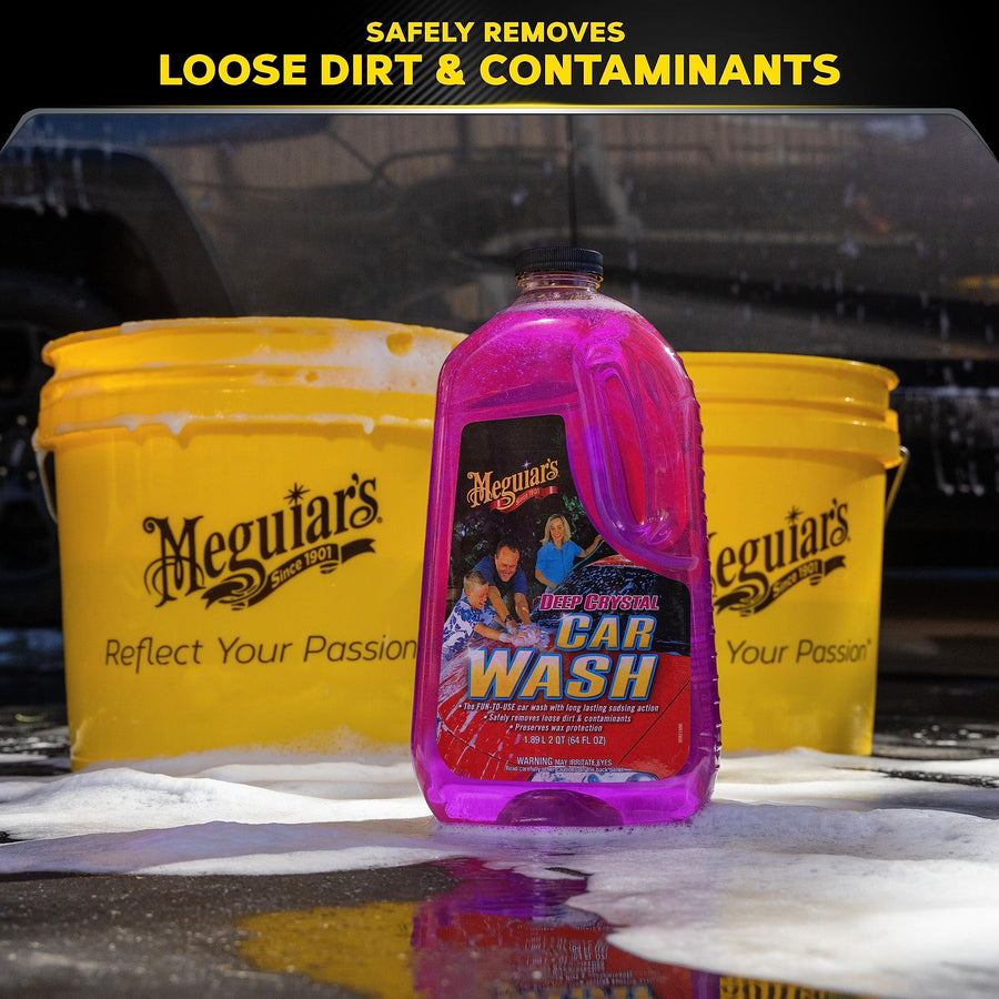 Deep Crystal Car Wash Meguiar's - Car Wash Shampoo that Cleans Paint, Enhances Gloss, and Preserves Wax Protection, pH Balanced Car Wash Soap with Excellent Foaming Action, 64 Oz