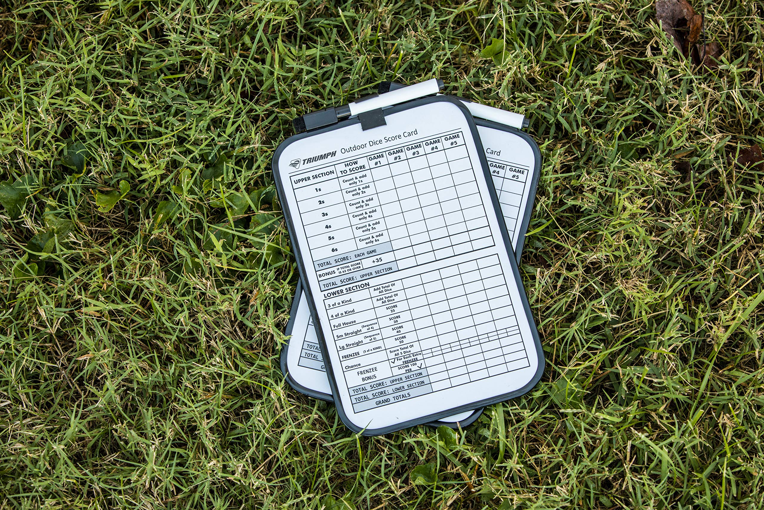 Giant Wooden TRIUMPH Lawn Dice - Includes 6 Large Lawn Dice, Dry-Erase Scorecards, Markers and Carry Bag