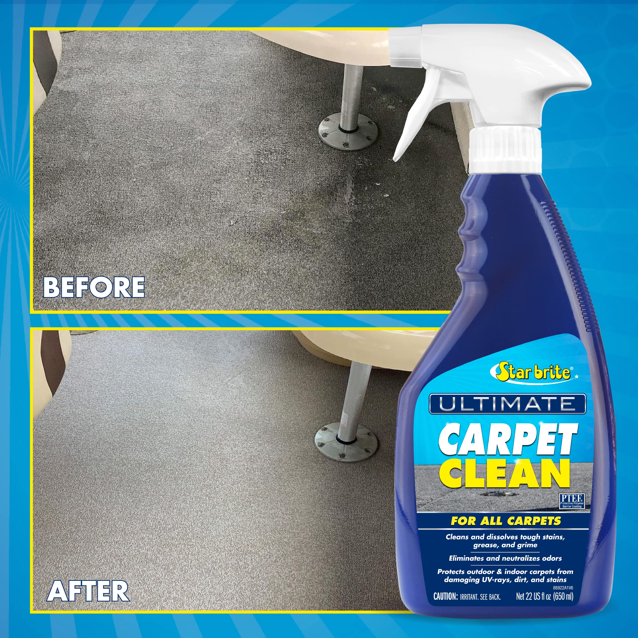 Ultimate STAR BRITE Carpet Clean Spray - High-Performance Marine Cleaner for Boats, Bass Boats - Removes Tough Stains & Odors - Easy to Use - Ideal for Car, Home, and RV (088922P)