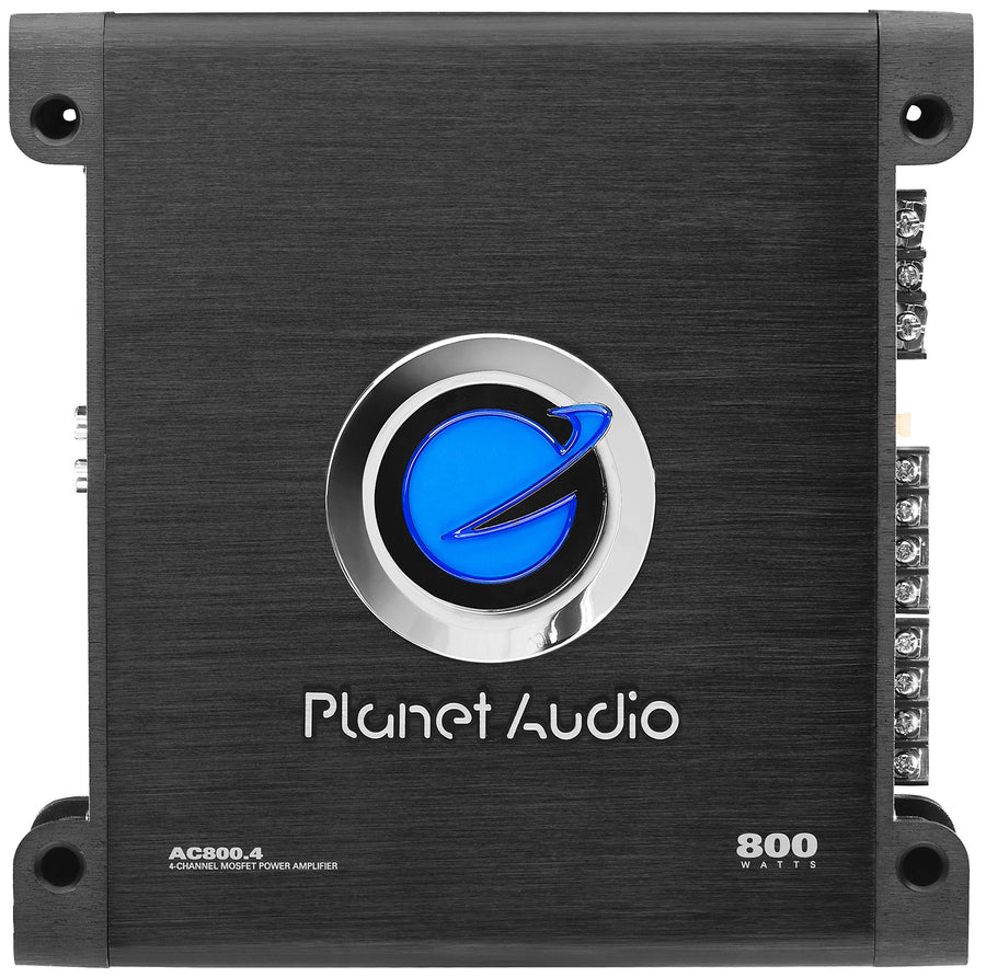 Planet Audio 4 Channel AC800.4 Class A/B Car Amplifier - 800 High Output, High/Low Level Inputs, High/Low Pass Crossover, Hook to Subwoofer for Bass