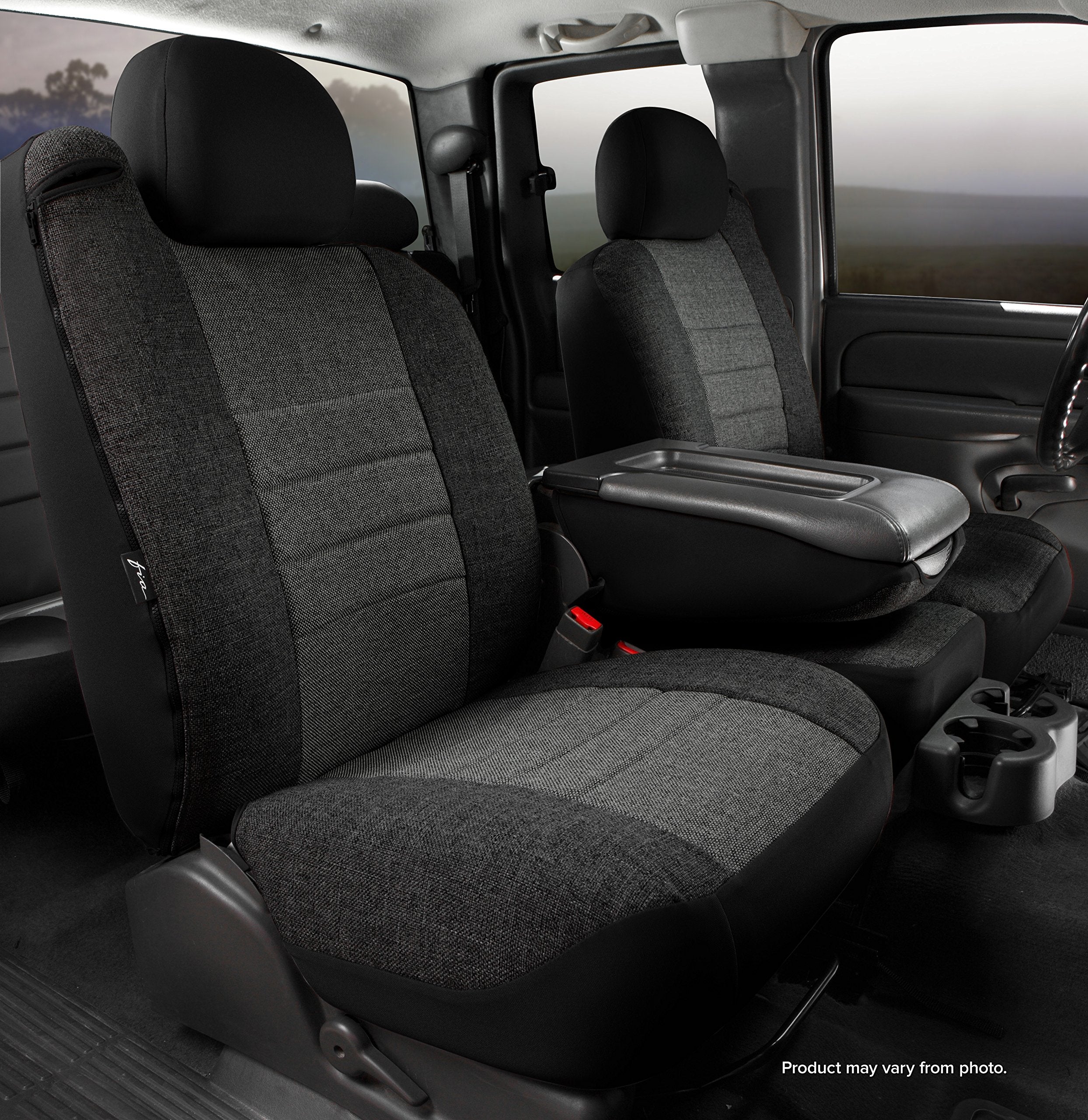 Custom Fit Fia OE38-9 CHARC Front Seat Cover Split Seat 40/20/40 - Tweed, (Charcoal)