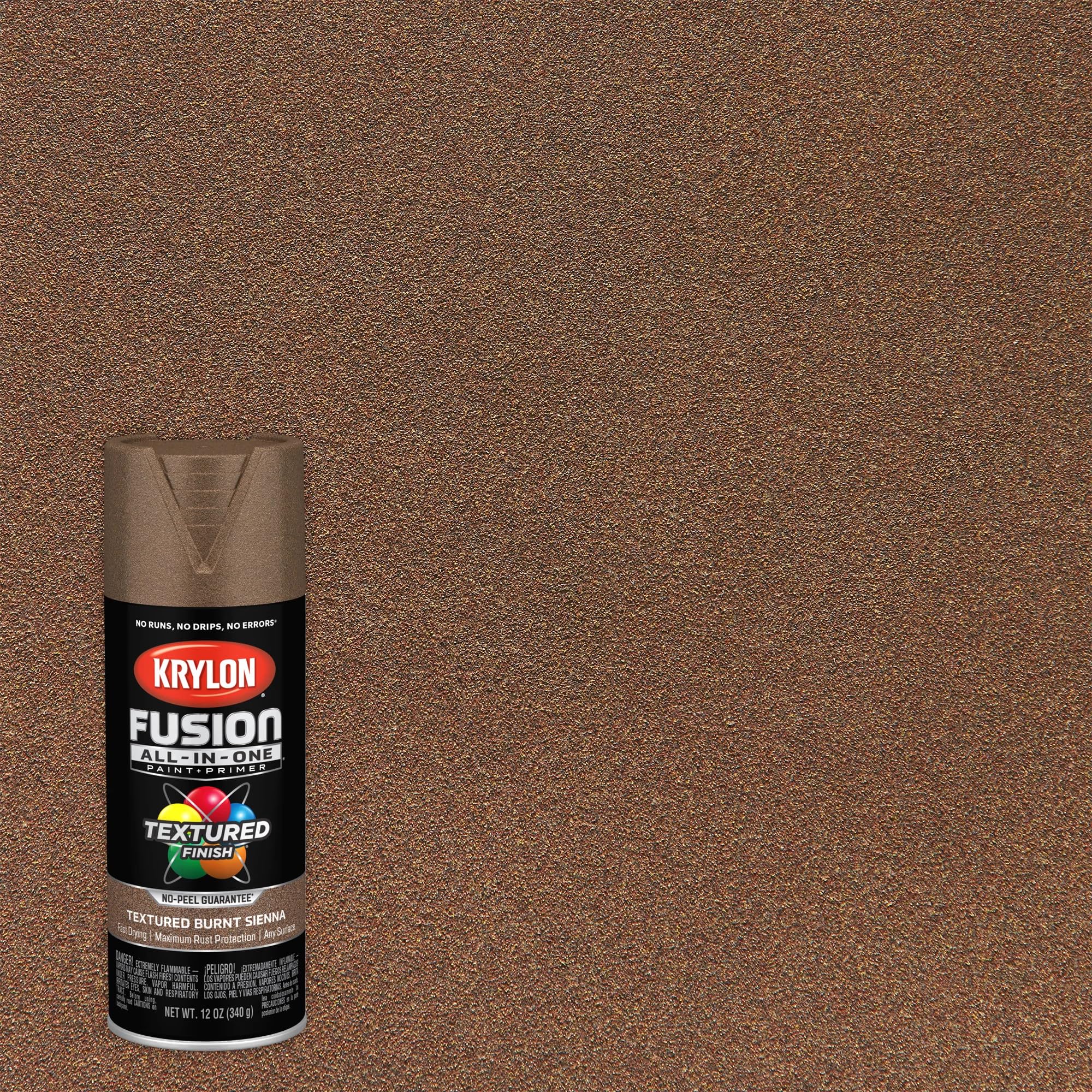Krylon All-In-One Fusion Adhesive Spray Paint for Indoor/Outdoor Use, 12 oz, Burnt Sienna