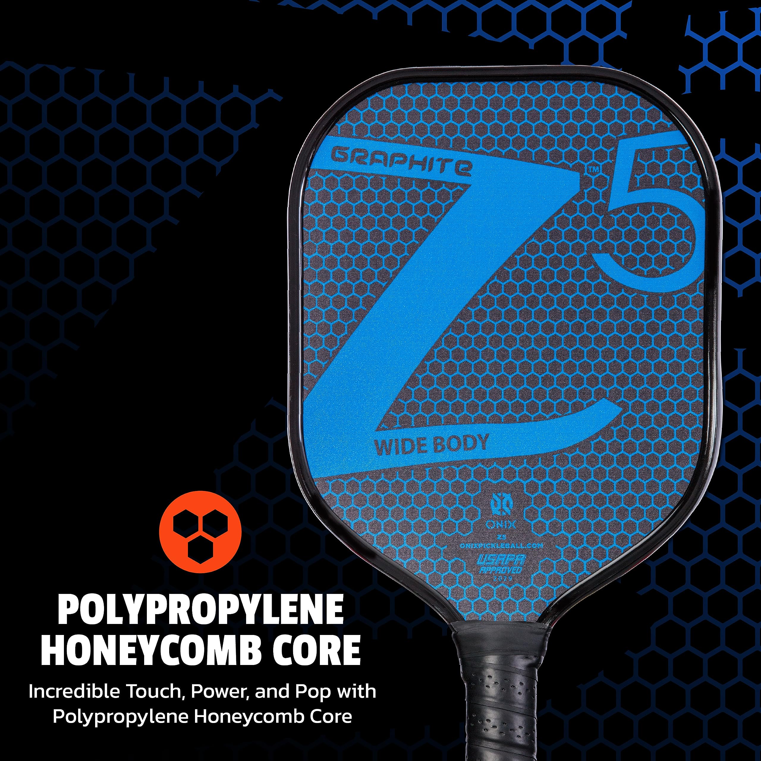 Graphite ONIX Z5 Pickleball Paddle (Graphite Carbon Fiber Face with Rough Texture Surface, Cushion Comfort Grip and Nomex Honeycomb Core for Touch, Control, and Power),Blue