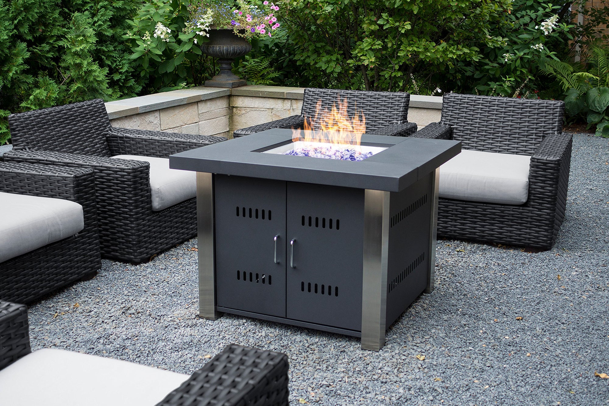 Montreal Square Gas Fire Pit Table, Pleasant Hearth OFG901T, 38"