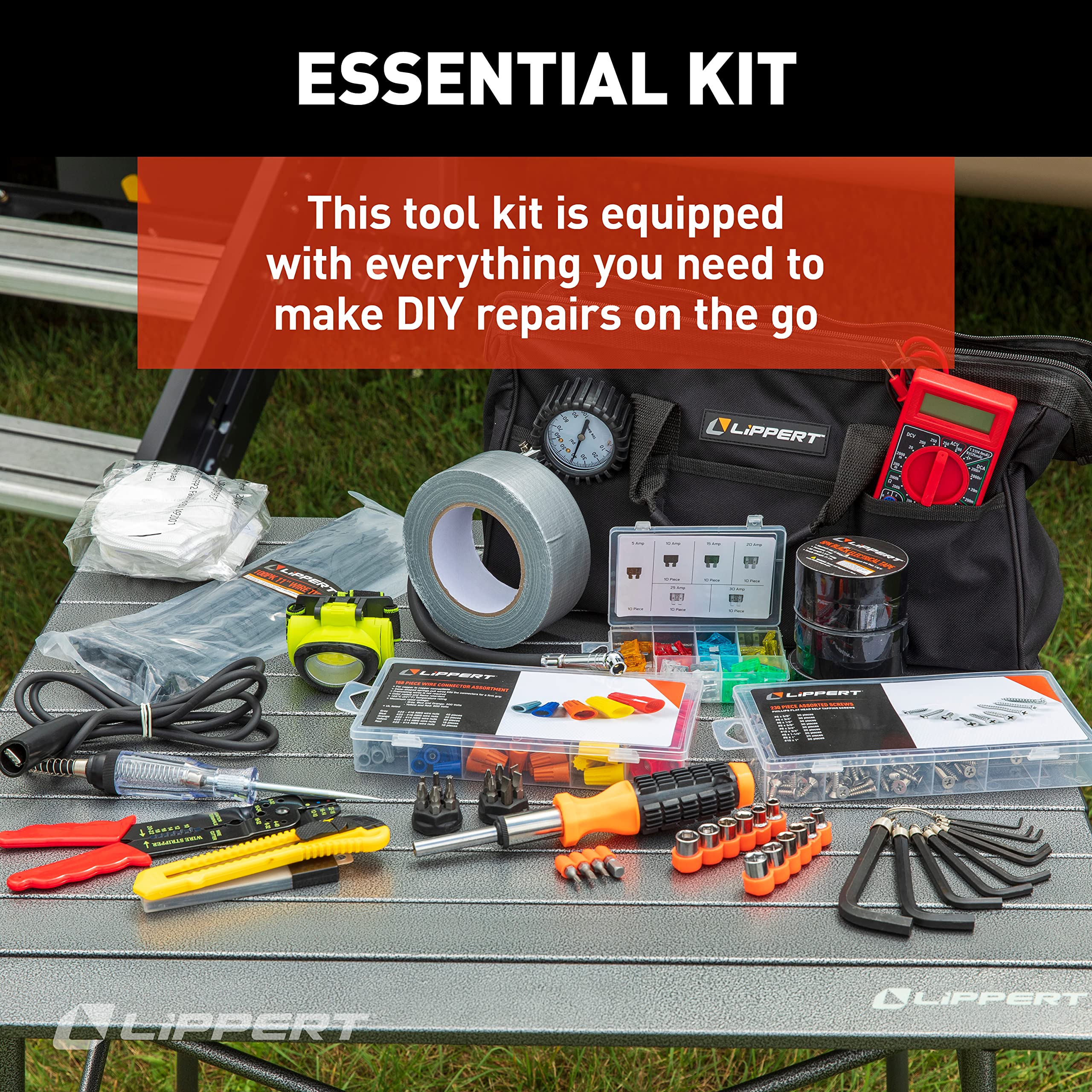 15-Piece Lippert RV Tool Kit for Maintenance on Motorhomes, 5th Wheel Campers and Travel Trailers 2022000853
