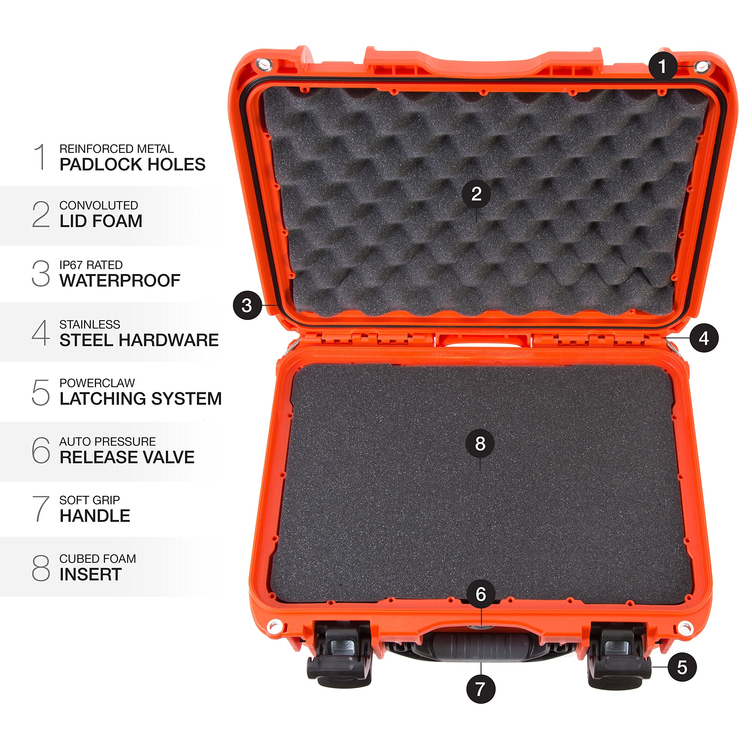 950 Nanuk Waterproof Hard Case for Pistols 15UP w/Wheels - Orange
