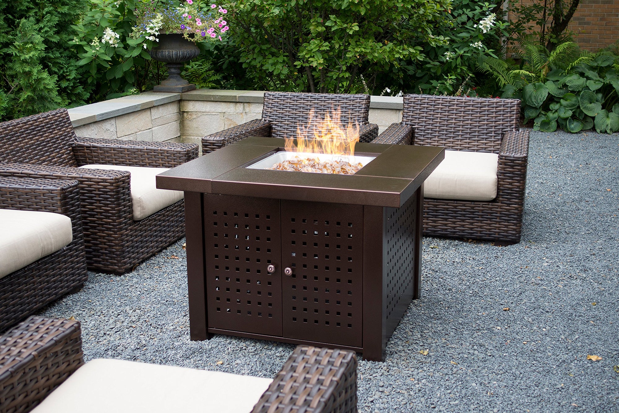 Eden Square Gas Fire Pit Table, Pleasant Hearth OFG418T, 38"
