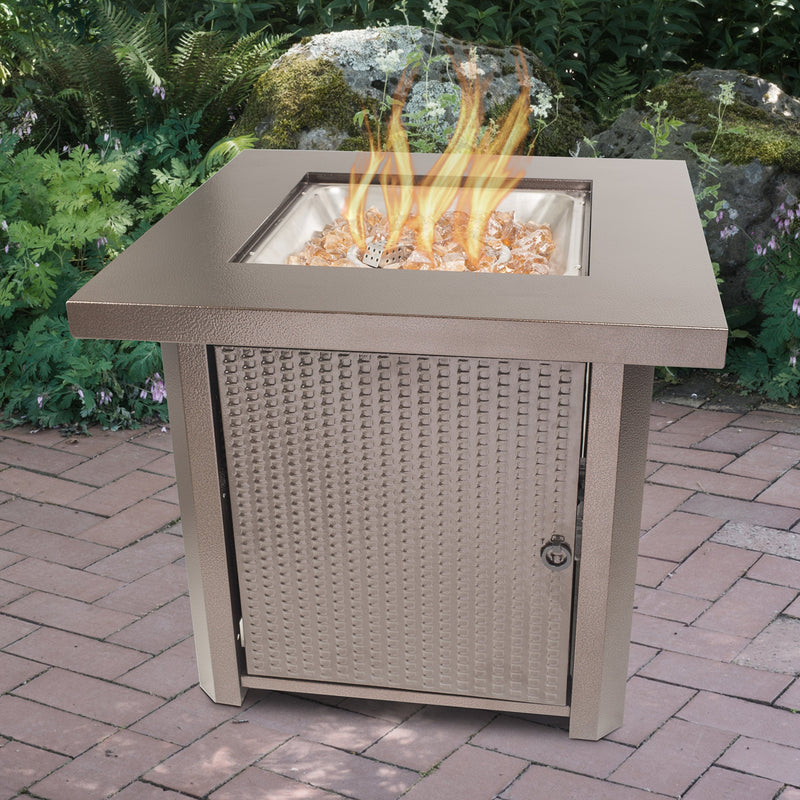 Wilmington Table Gas Fire Pit, Pleasant Hearth OFG321S Hammered Bronze