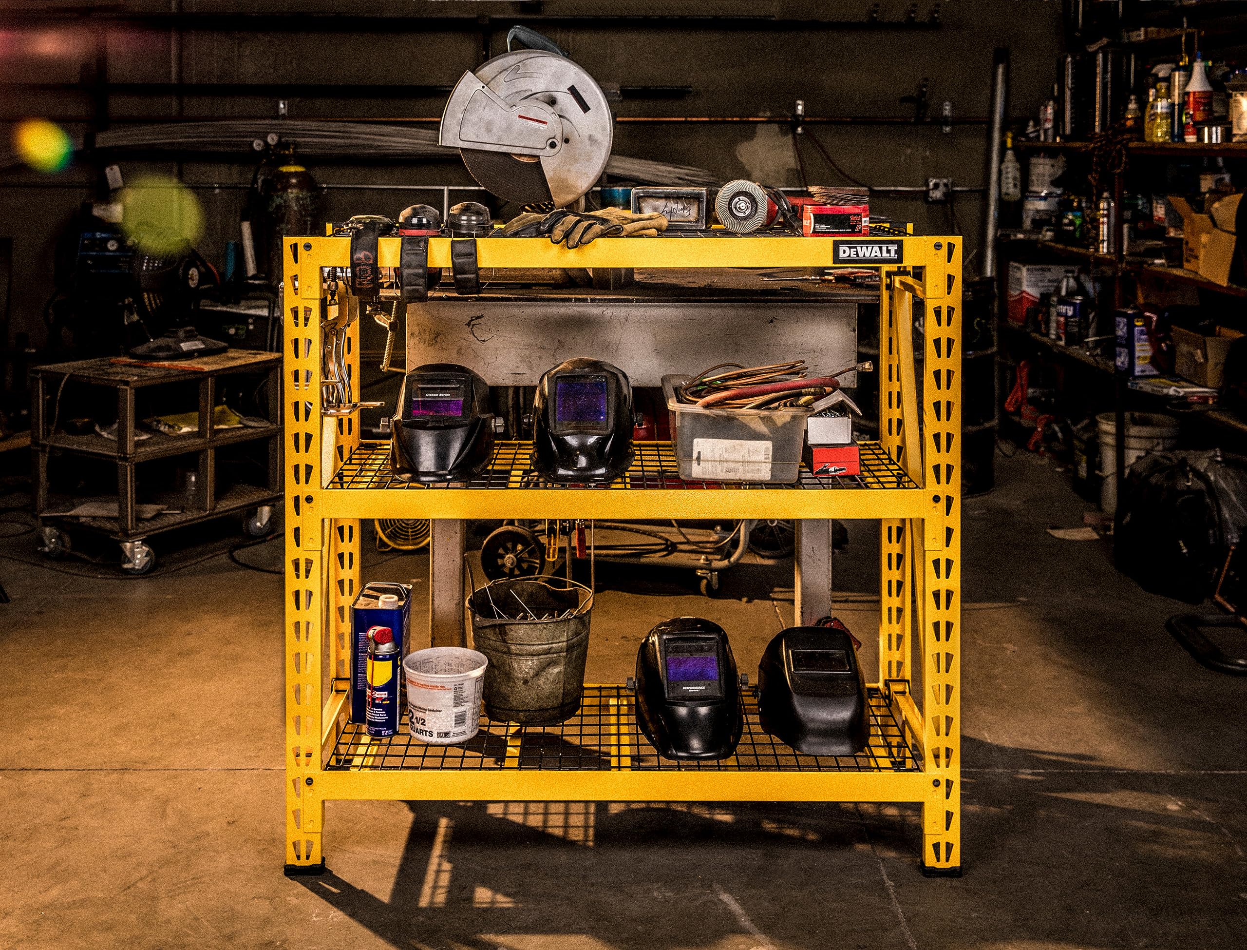 4-Foot Tall DEWALT, 3 Shelf Steel Wire Deck Industrial Storage Rack, Adjustable for Custom Workshop/Garage Storage Solutions, Total Capacity: 4,500 lb.