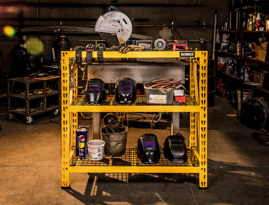 4-Foot Tall DEWALT, 3 Shelf Steel Wire Deck Industrial Storage Rack, Adjustable for Custom Workshop/Garage Storage Solutions, Total Capacity: 4,500 lb.
