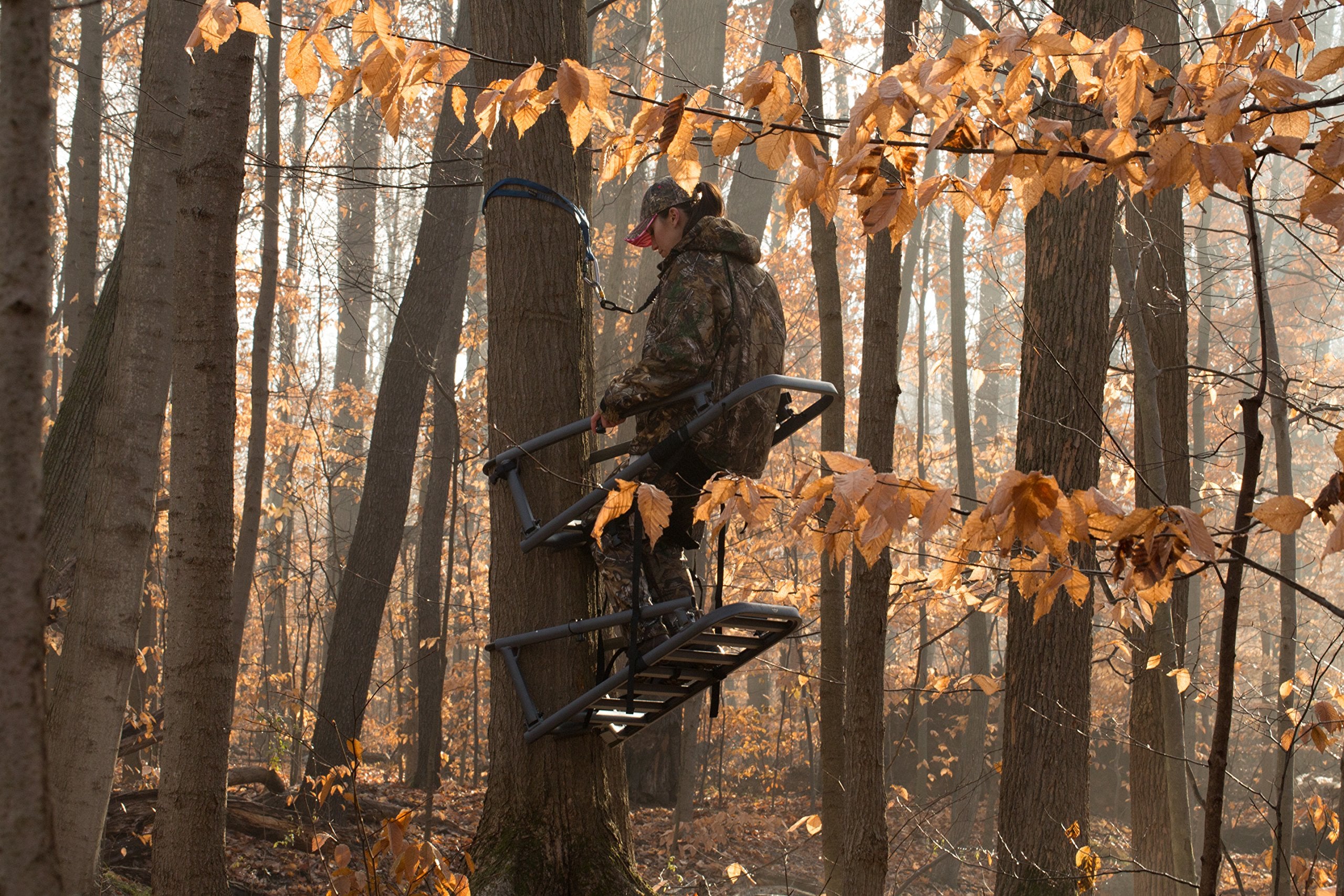 Ol'Man TREESTANDS Millennium Outdoors Multi-Vision Climbing Stand, Steel Construction with 21" Wide Net Seat, Gray, One Size (COM-04)