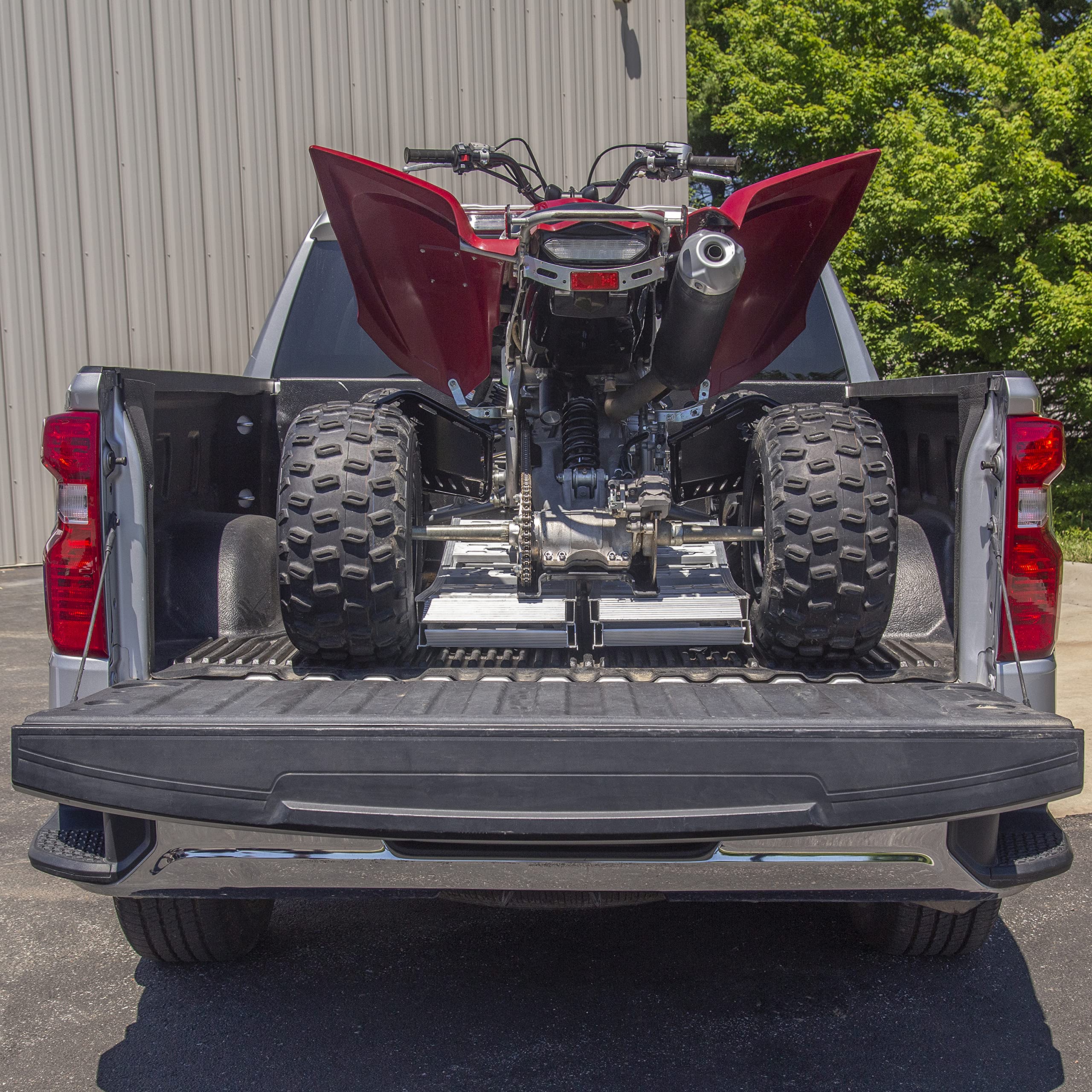 Folding CargoSmart S-Curve Aluminum Ramp with Treads (2pk) – Easily and Safely Load and Unload Light Equipment, Lawn Tractors, ATVs and More, 1,500 lb. Capacity, 12” W x 90” L