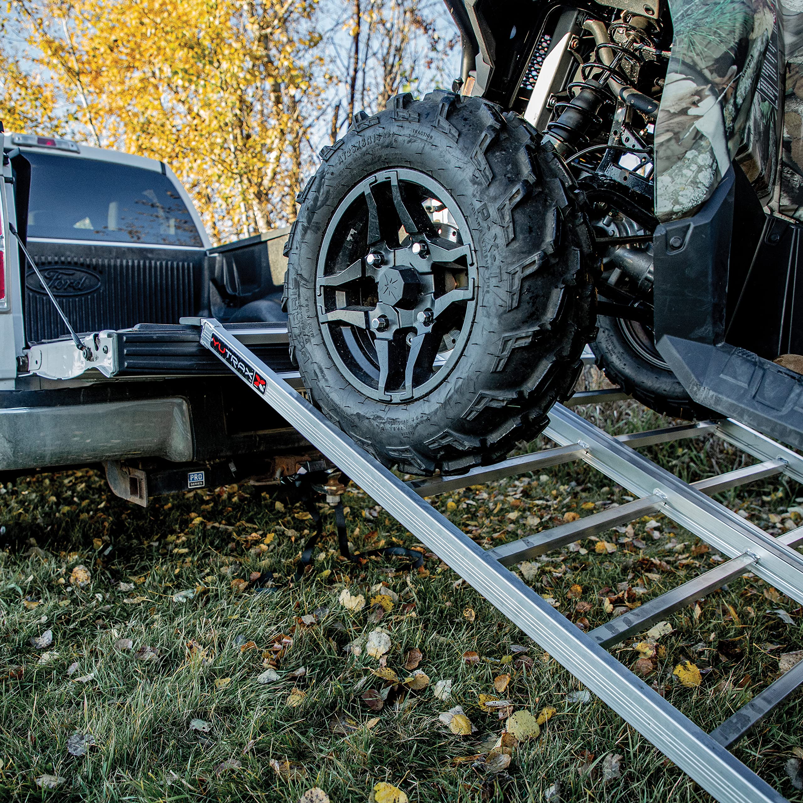 Bi-Fold Yutrax 70-inch Aluminum Truck, UTV/ATV Loading Ramp - 1250lb Capacity