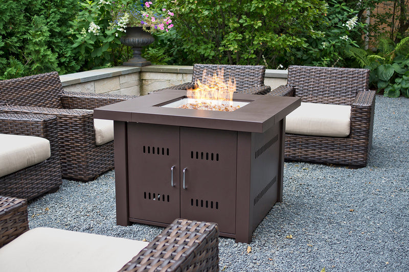 Avalon Square Gas Fire Pit Table, Pleasant Hearth OFG900T, 38" , white