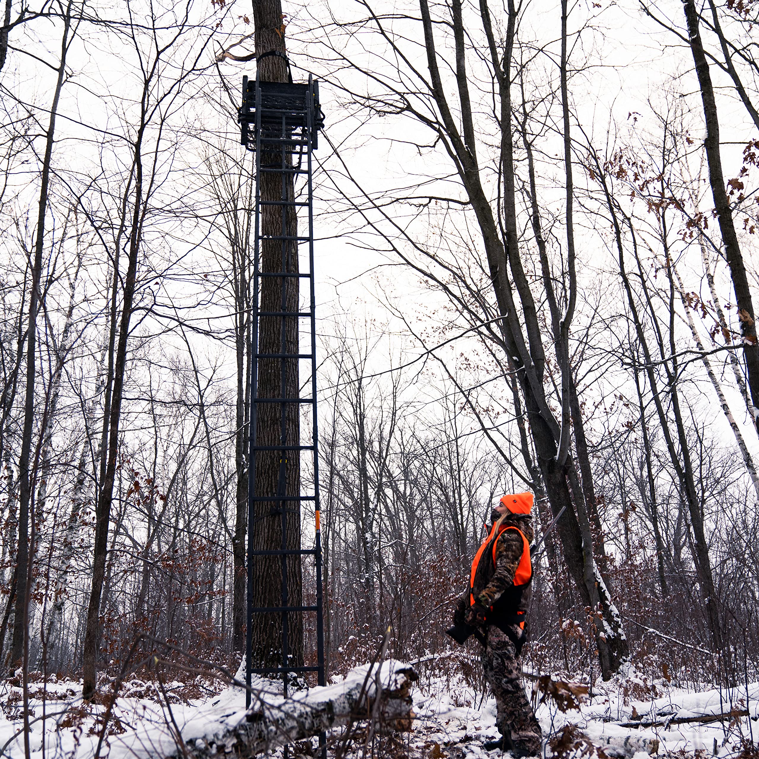 Lockdown™ 21' Wide, Towering 21' Height, Flip-Up TearTuff™ Mesh Seat, The Ultimate Shooting Rail™, Patent-Pending Ground-Level Ratcheting Technology™, LD200