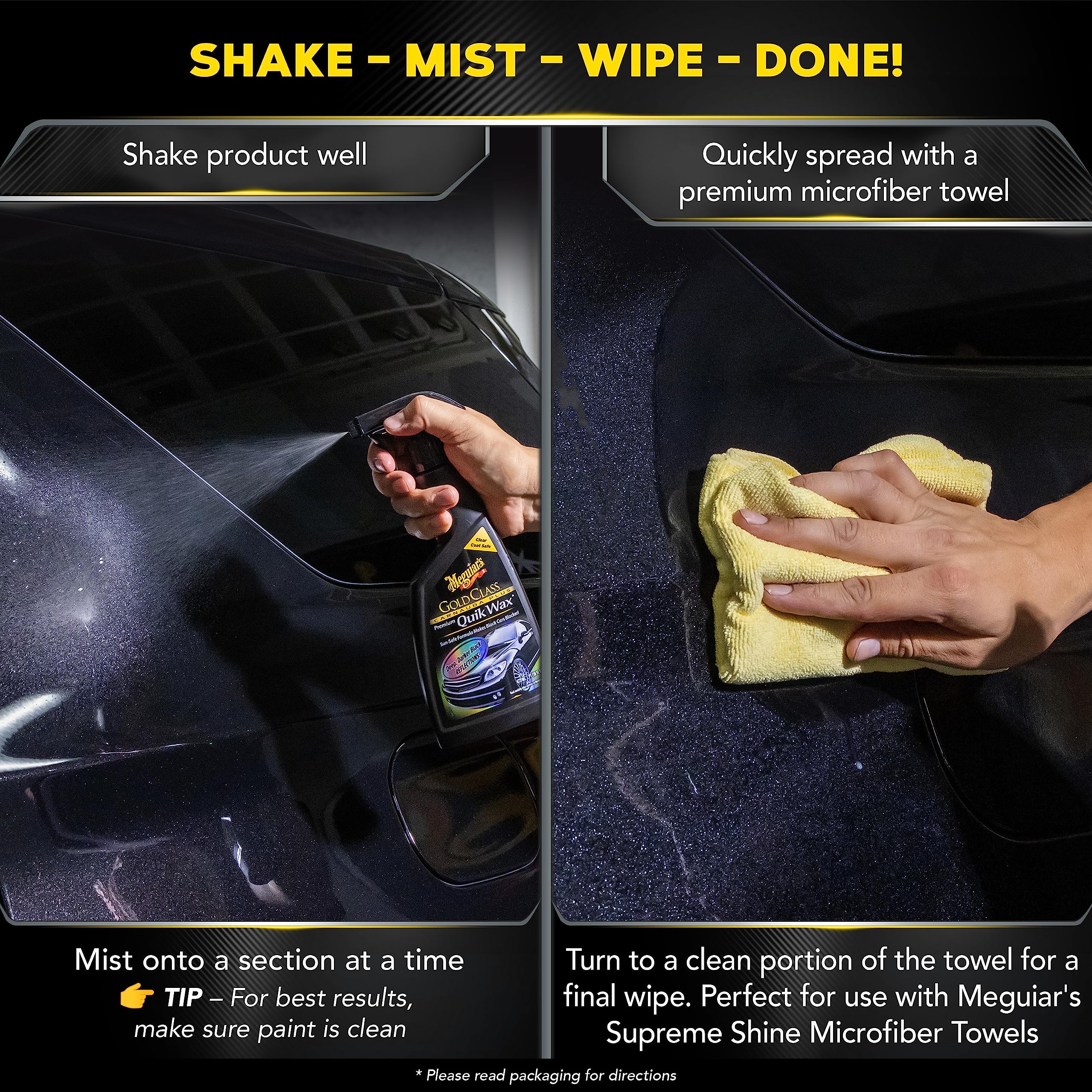 Meguiar's Gold Class Carnauba Quik Wax, Clear Coat Safe Special Blend for Richness and Shine, Spray That Leaves Lasting Results Without Residue, 16 Oz