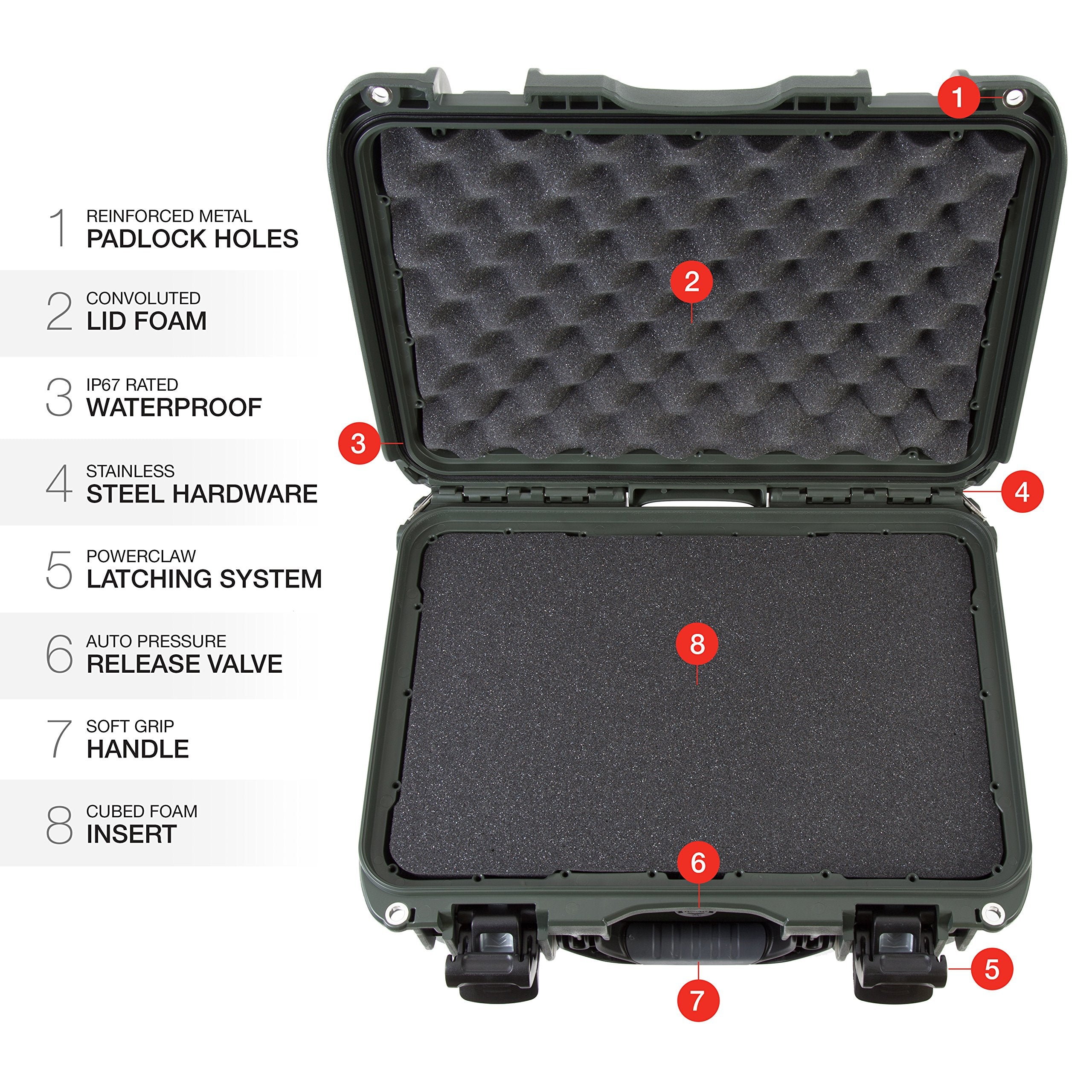 950 Nanuk Waterproof Hard Case for Pistols 15UP w/Wheels - Olive