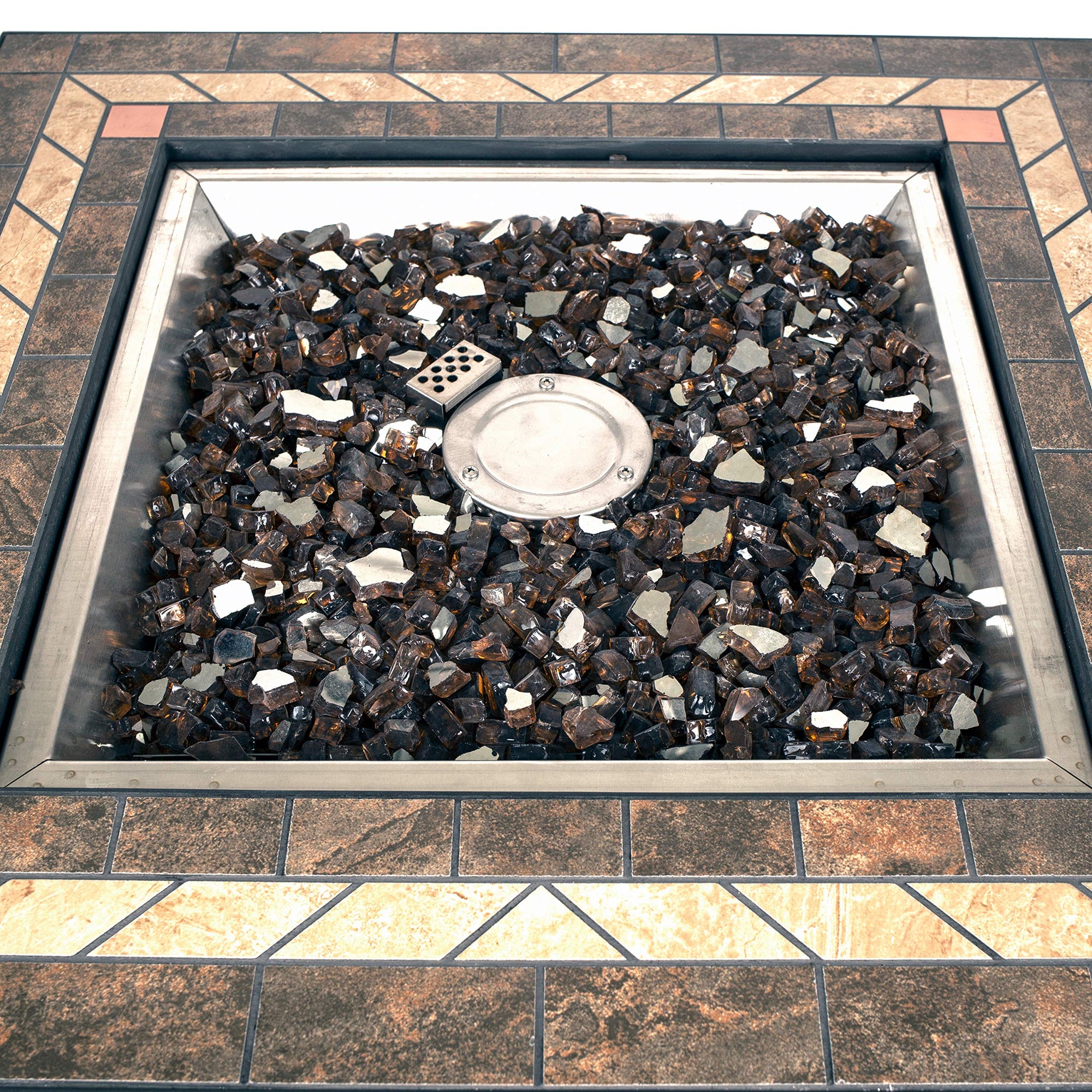 GHP Group Pleasant Hearth OFG824T Atlantis Table Gas Fire Pit, Matte Black/Tile Top