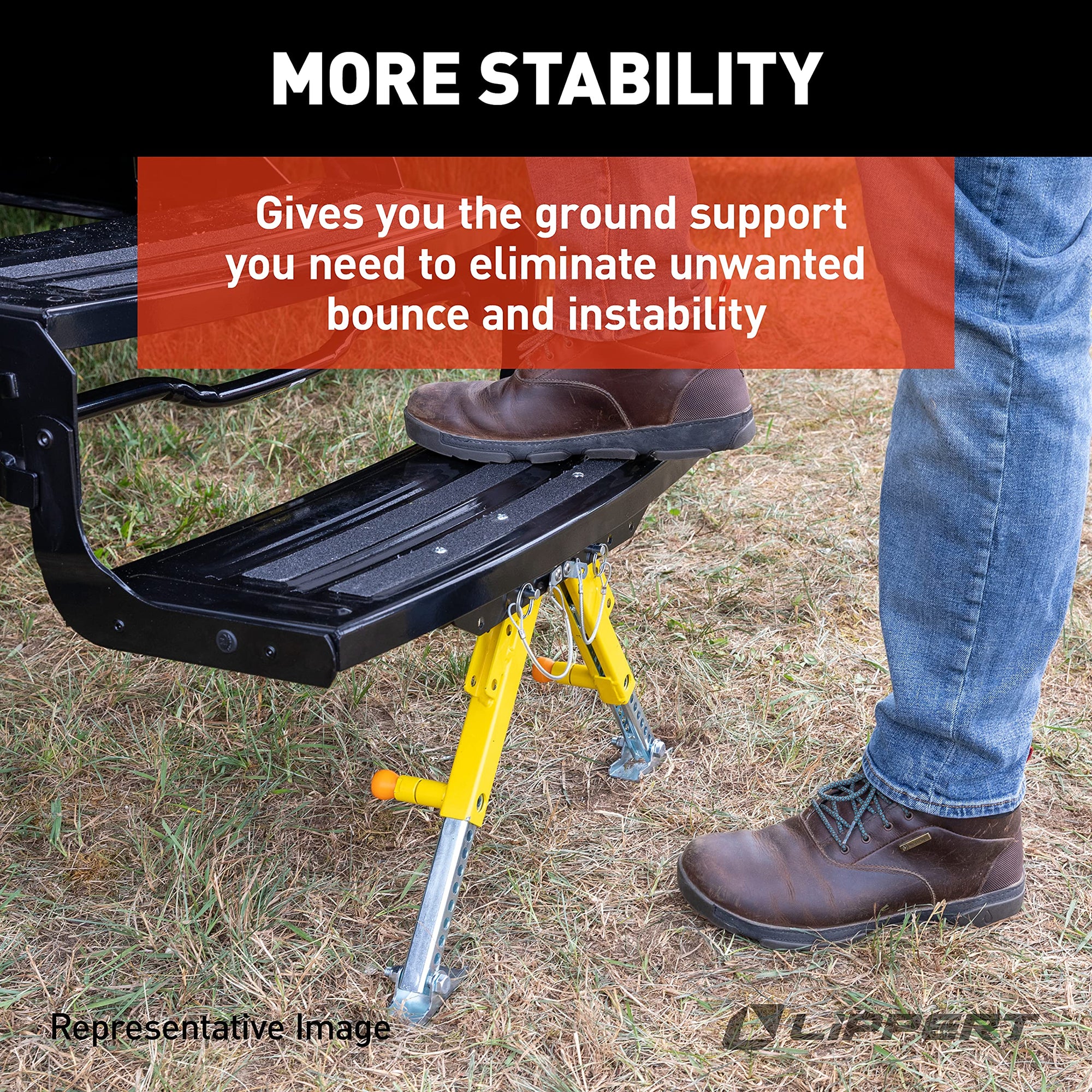 Lippert RV Step Stabilizer Kit Solid Stance for 5th Wheels, Travel Trailers and Motorhomes