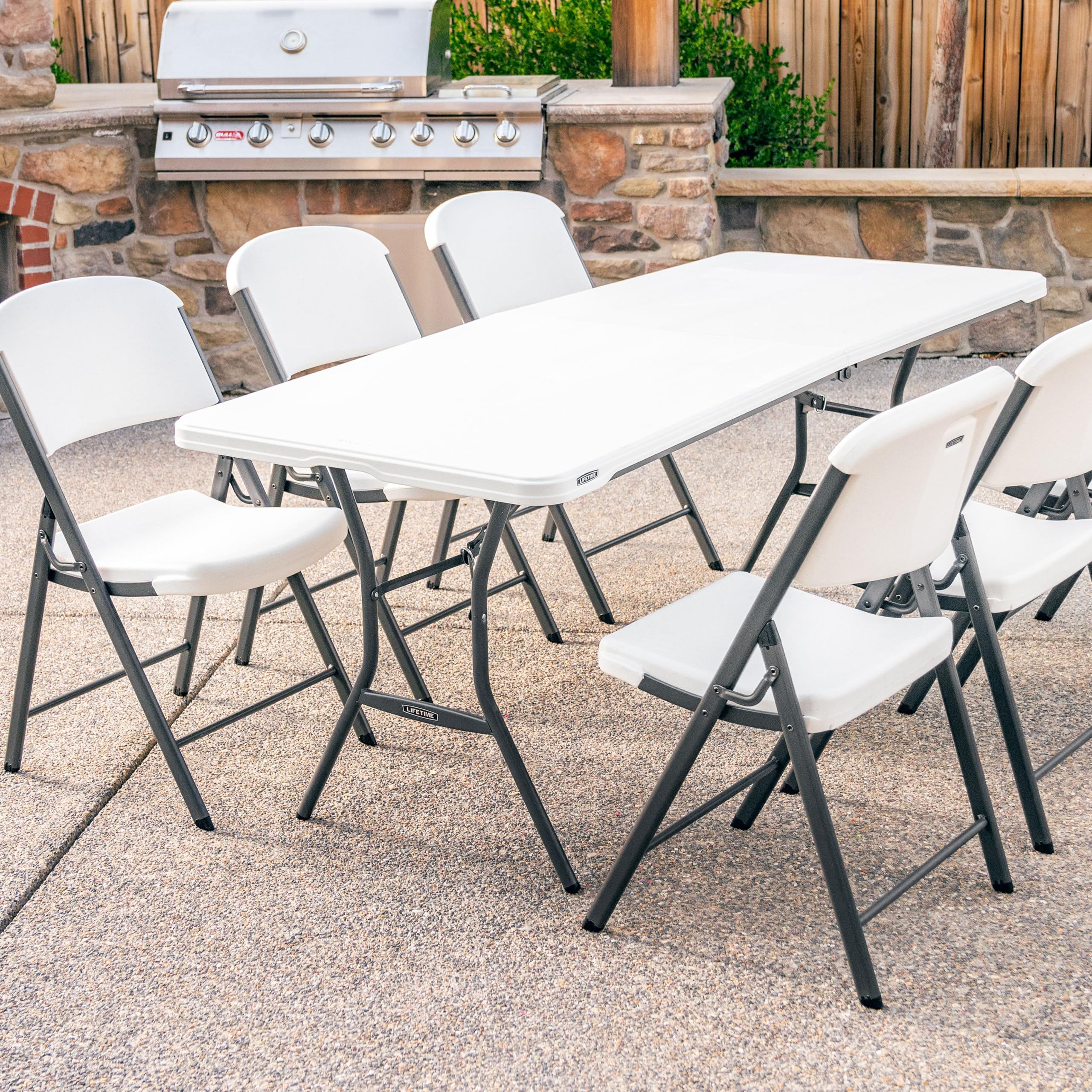 6-Foot Lifetime Fold in Half Table, Light Commercial, White Granite