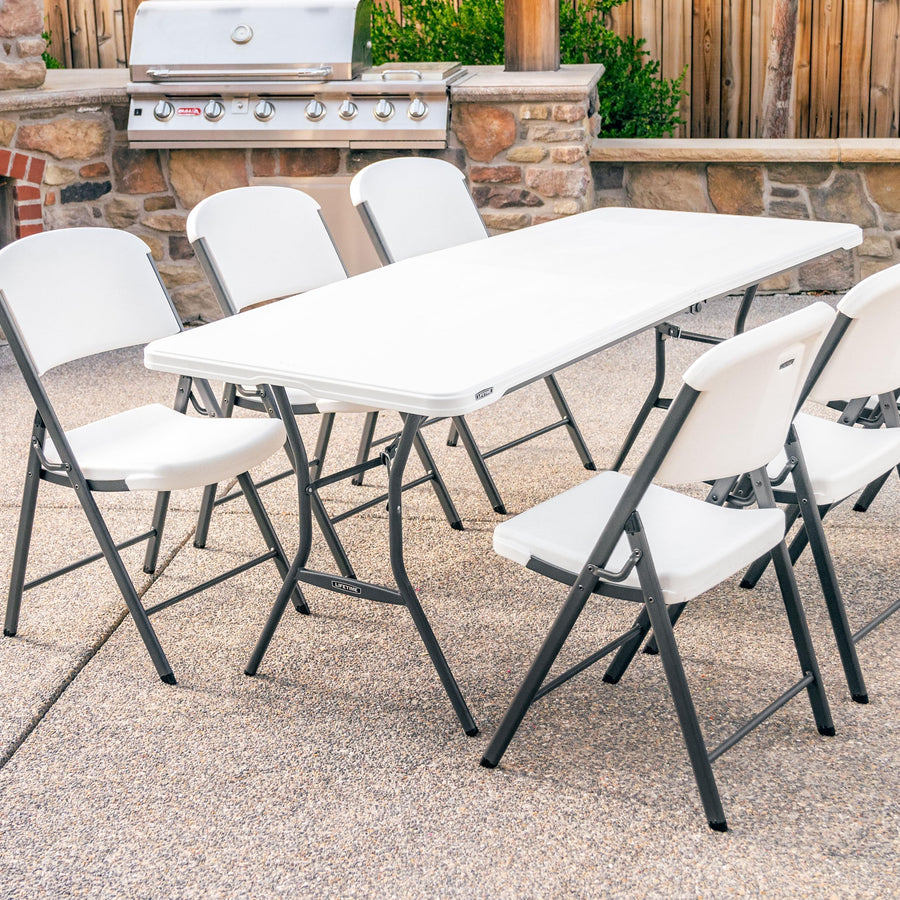 6-Foot Lifetime Fold in Half Table, Light Commercial, White Granite