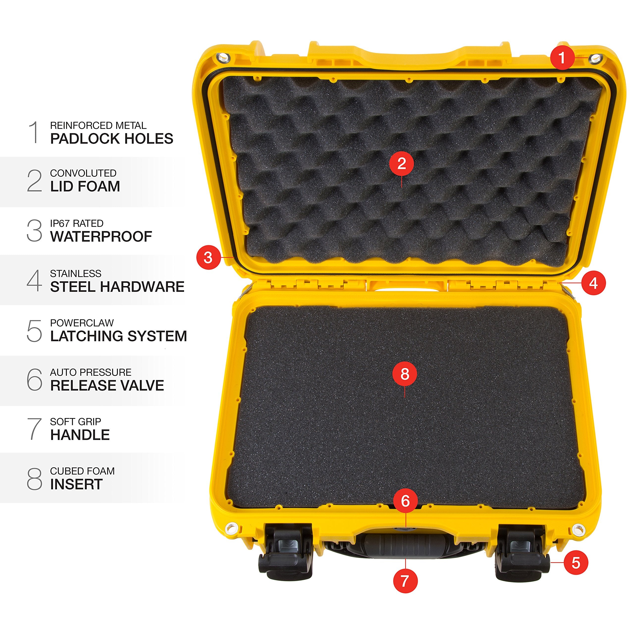 950 Nanuk Waterproof Hard Case for Pistols 15UP w/Wheels - Yellow