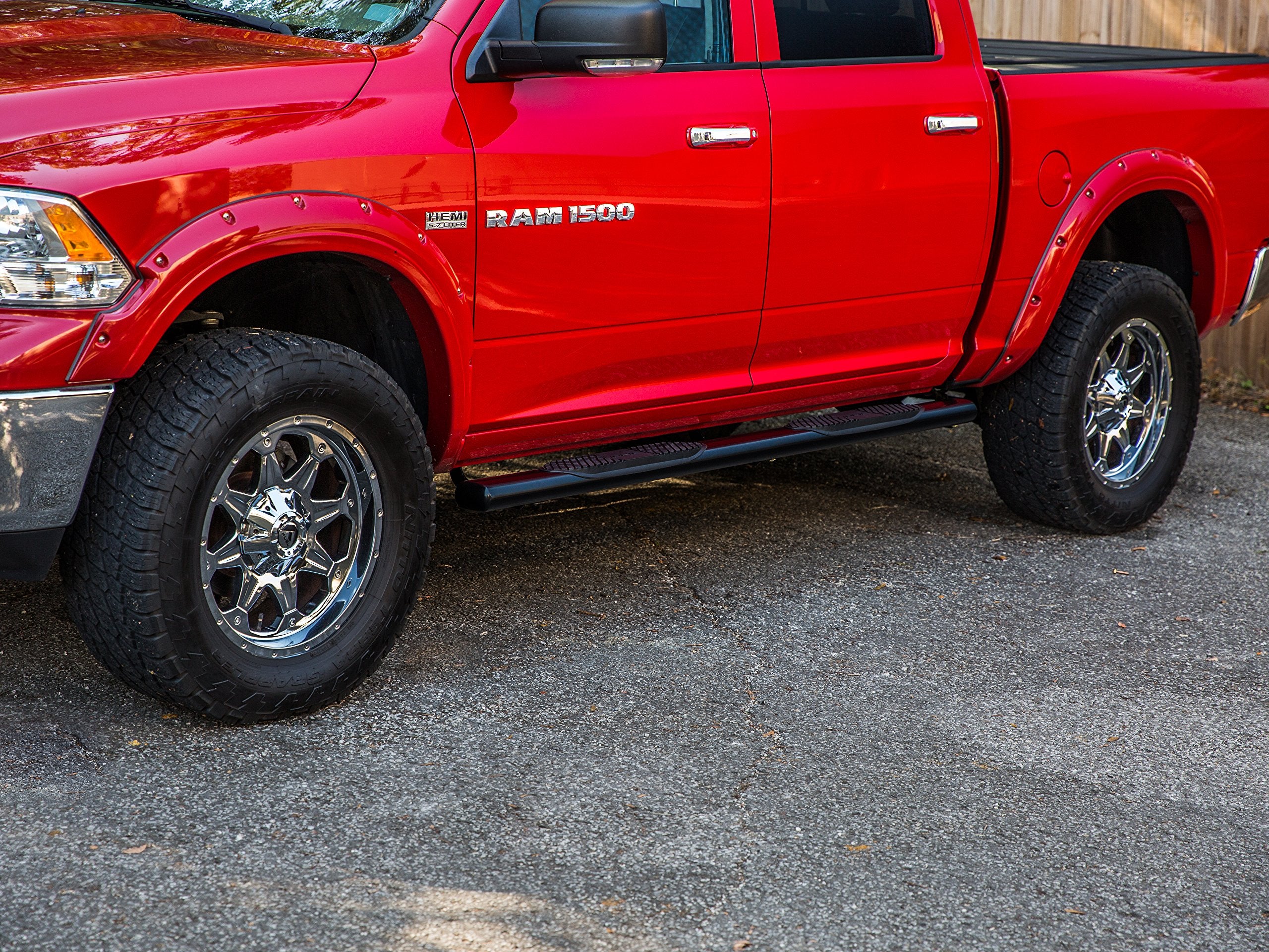 5" Black Steel Ionic Oval Nerf Bars (fits) 2019-Up Dodge Ram 1500 Quad Cab (New Body / 6 lugs per Wheel) Only Truck Side Steps (423809B) Will NOT FIT The Classic Model