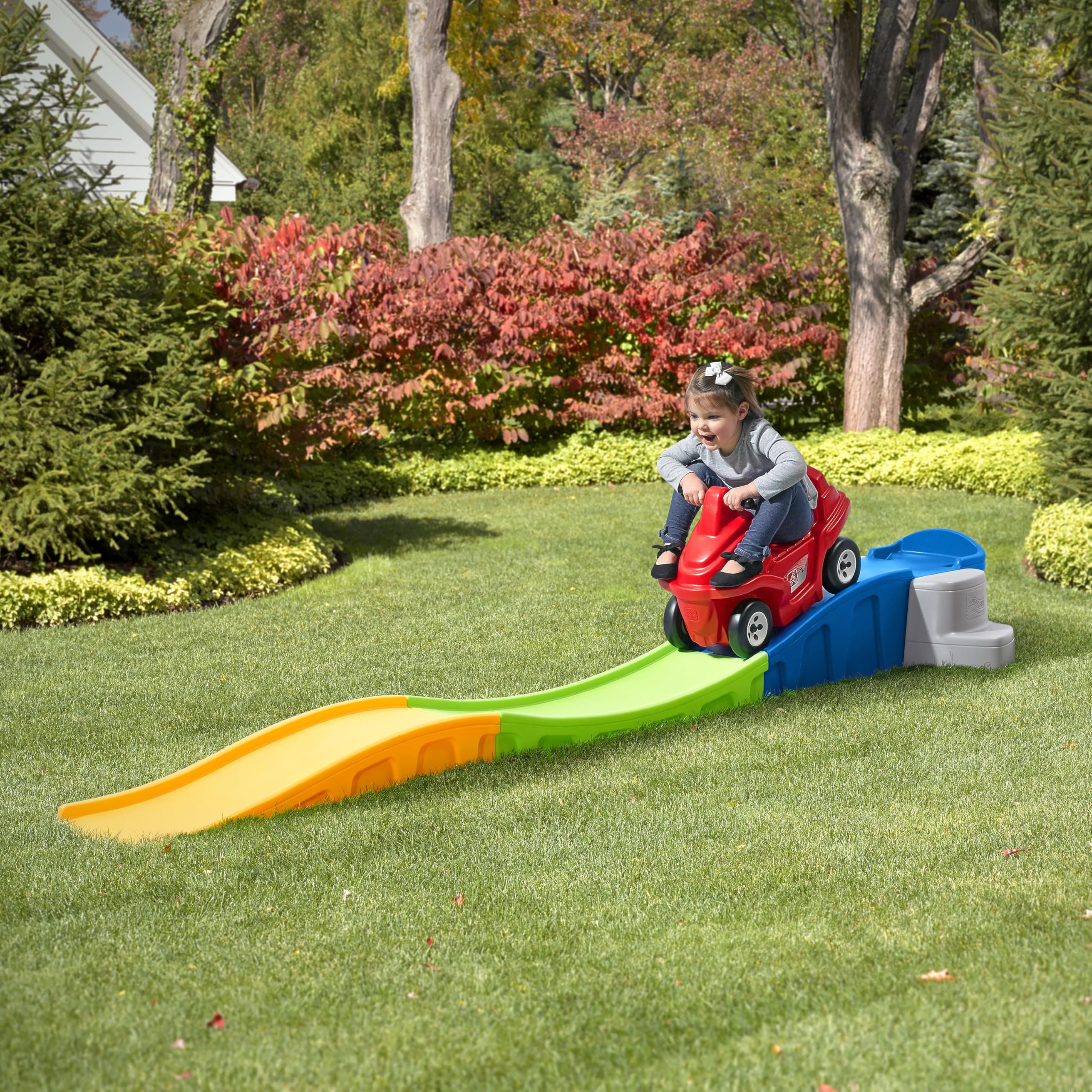 Step2 Up & Down Roller Coaster Anniversary Edition Kids Ride On Toy, Push Car, Indoor/Outdoor Playset, Made of Durable Plastic, Max Weight 50 lbs., For Toddlers 2-5 Years Old, Multicolor