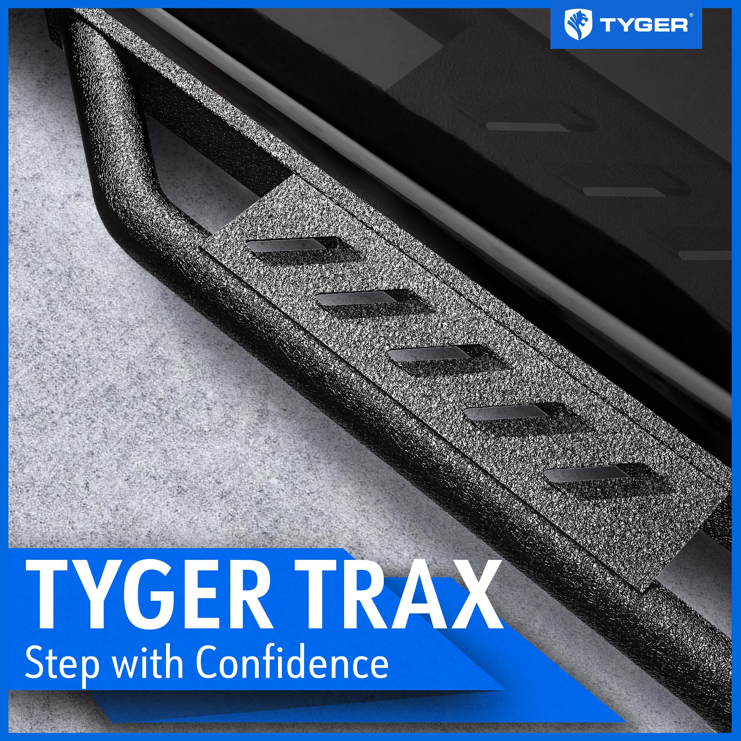 Tyger Auto Trax Side Steps with 2015-2026 Chevy Colorado GMC Canyon Compatible | Crew Cab | TG-TX7C29828 | Textured Black Rail Running Board
