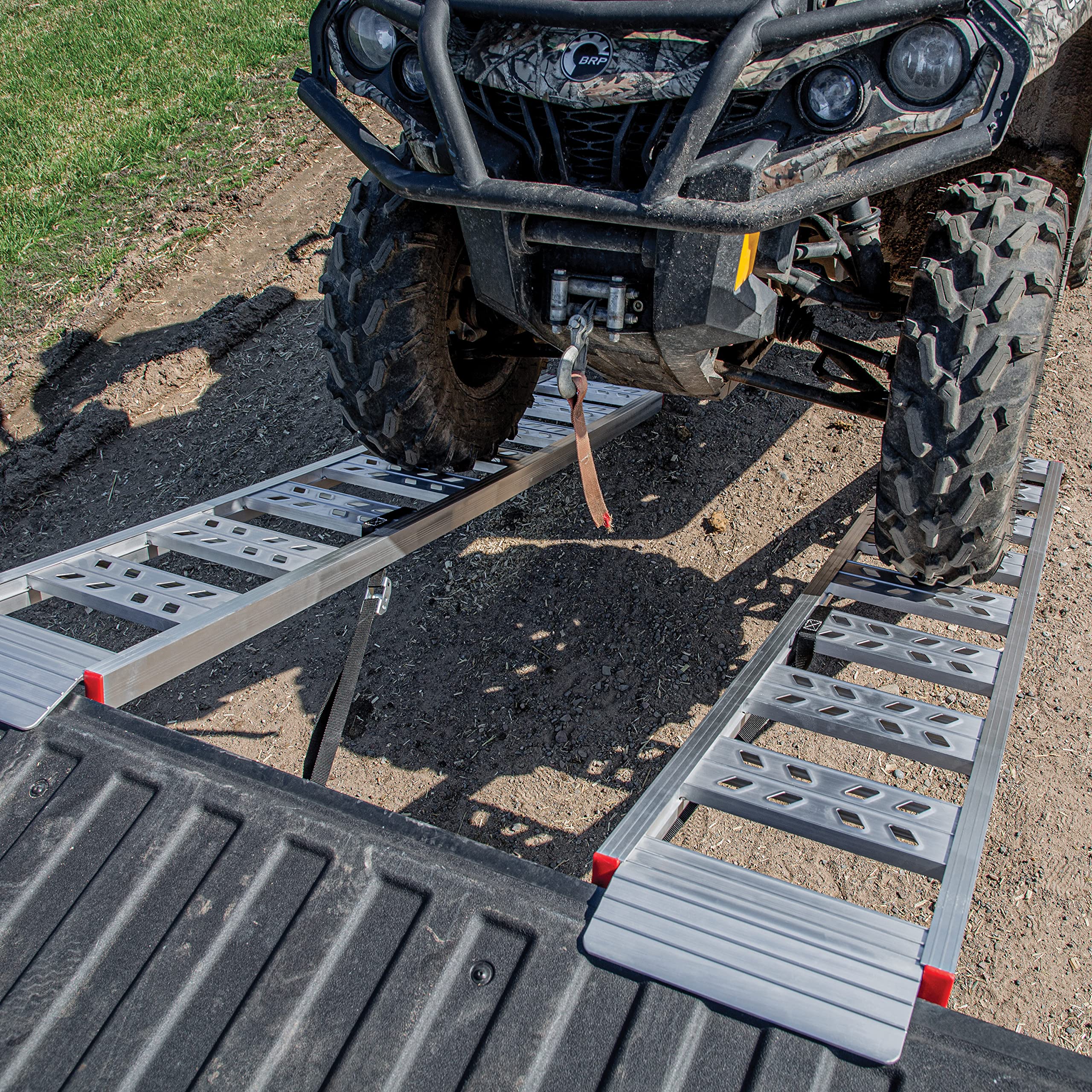 77” Yutrax® Utility Ramps, High-Strength Extruded Aluminum, 1800 lb. Load Capacity, Lightweight, Versatile, ATV/Riding Lawn Mower Loading, Pair, YR101