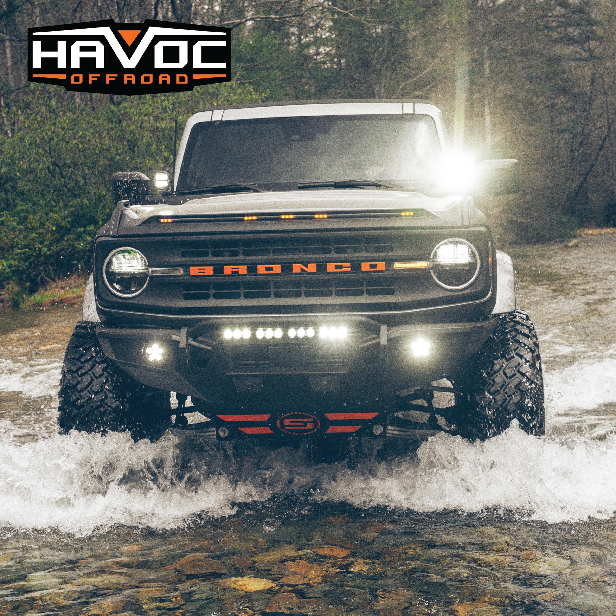 Steel Bender HAVOC OFFROAD Front Bumper for Ford Bronco | Winch Ready, Stinger, Integrated Lift Points, Black | HFB-02-003 | 2021-2025 Ford Bronco (Will not fit Sport Model)