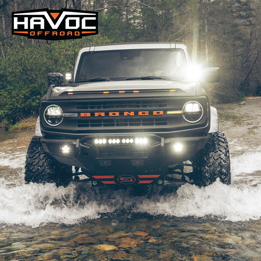 Steel Bender HAVOC OFFROAD Front Bumper for Ford Bronco | Winch Ready, Stinger, Integrated Lift Points, Black | HFB-02-003 | 2021-2025 Ford Bronco (Will not fit Sport Model)